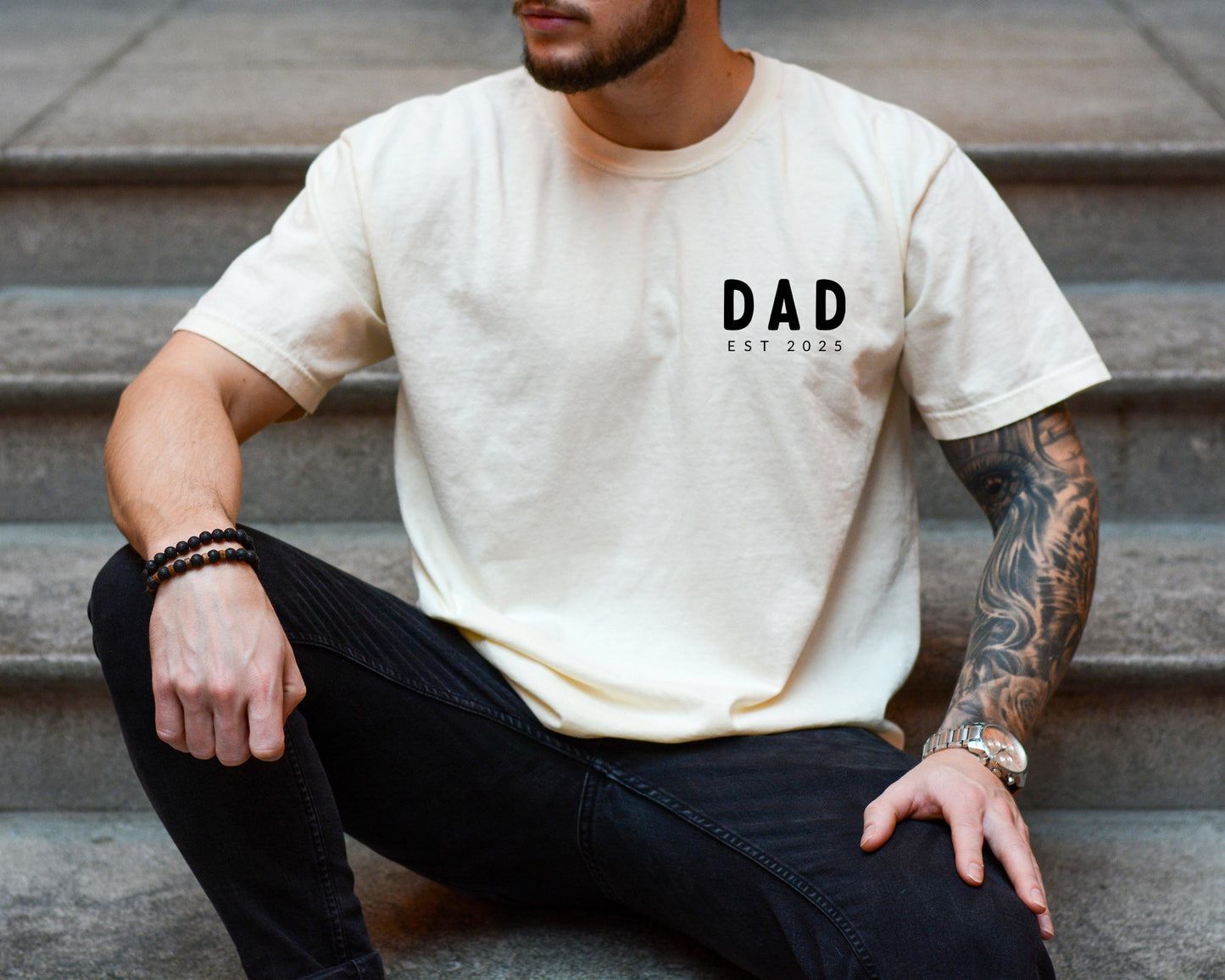 Dad Personalized est year Comfort Colors T Shirt (cali left chest)