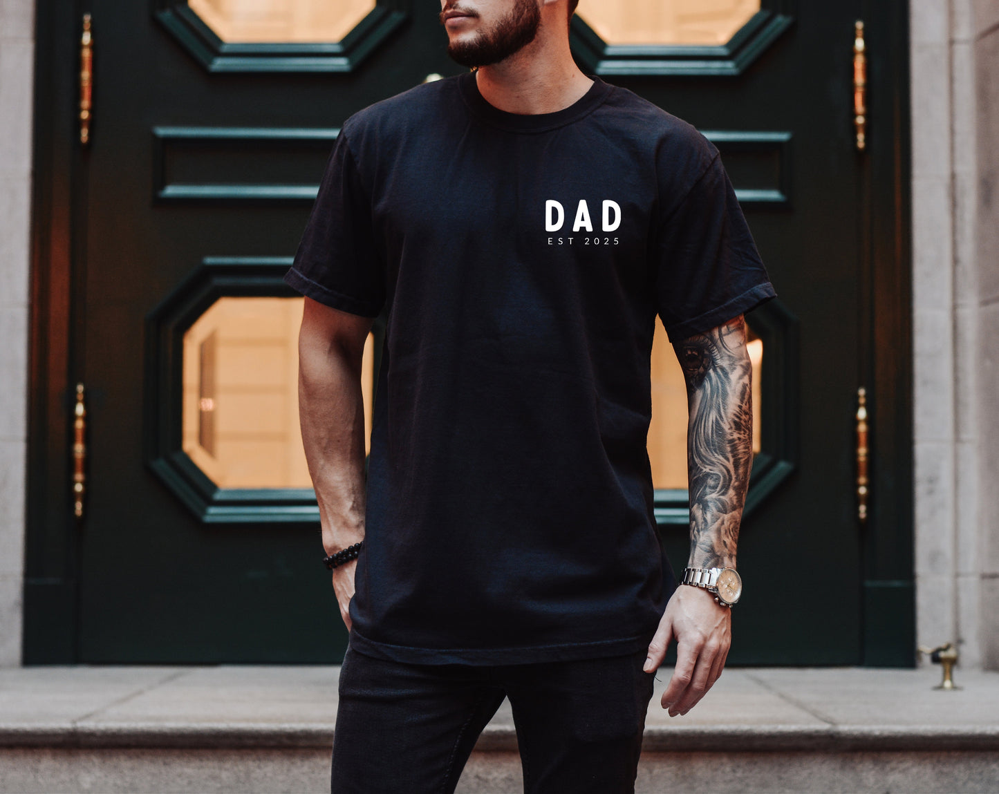 Dad Personalized est year Comfort Colors T Shirt (cali left chest)