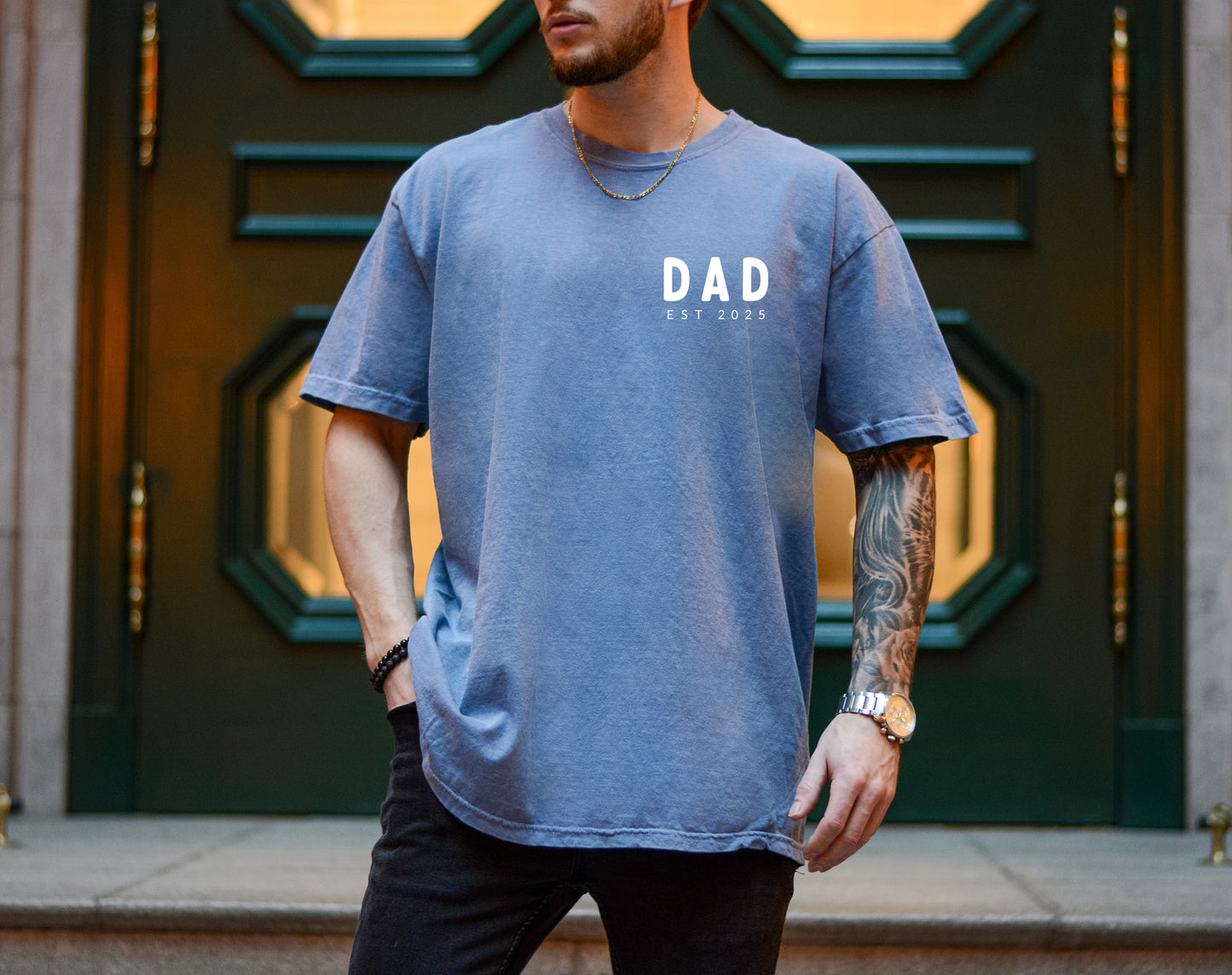 Dad Personalized est year Comfort Colors T Shirt (cali left chest)