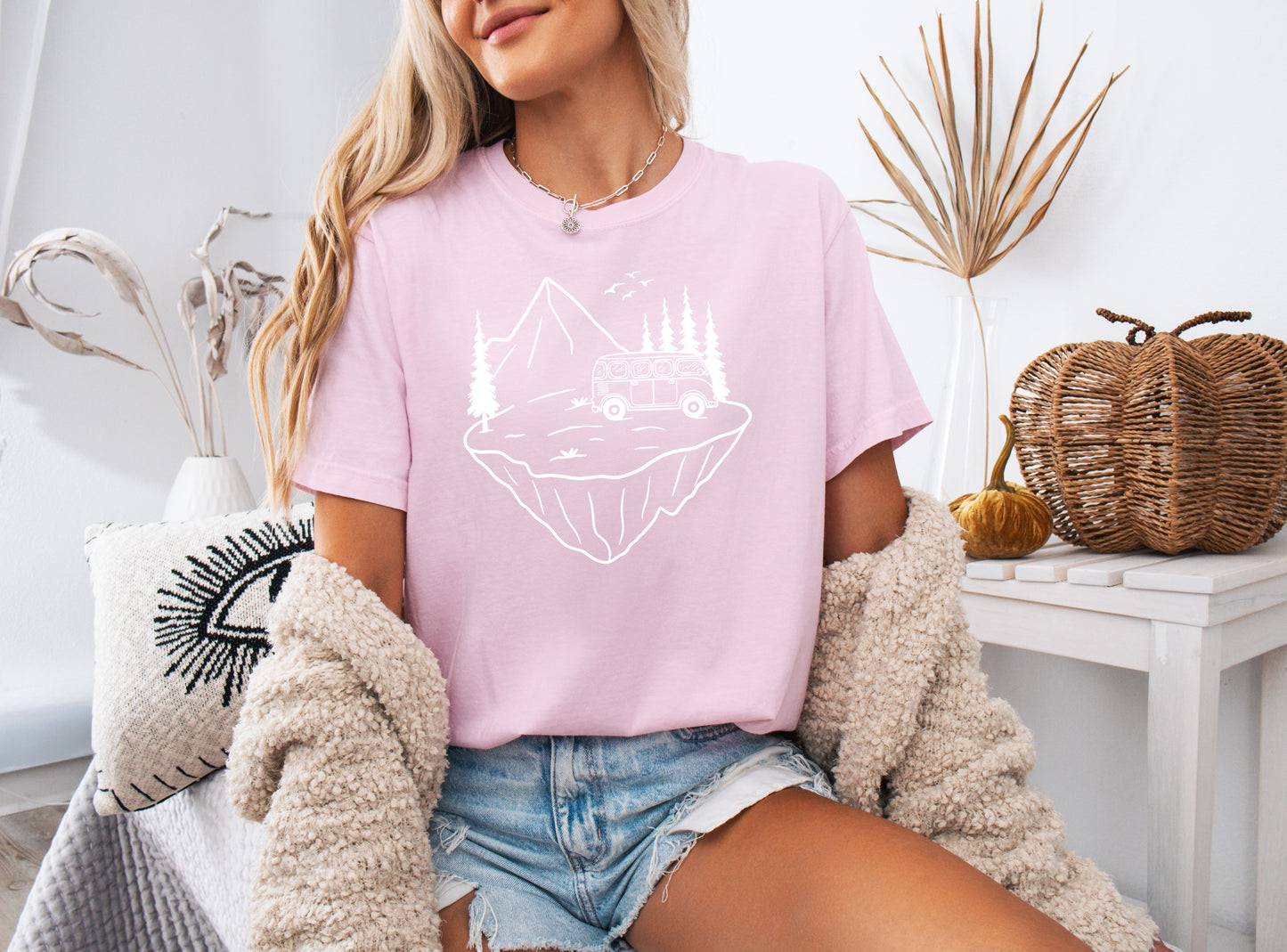 Desert Camping Hiking Mountain Nature Garment Dyed T Shirt