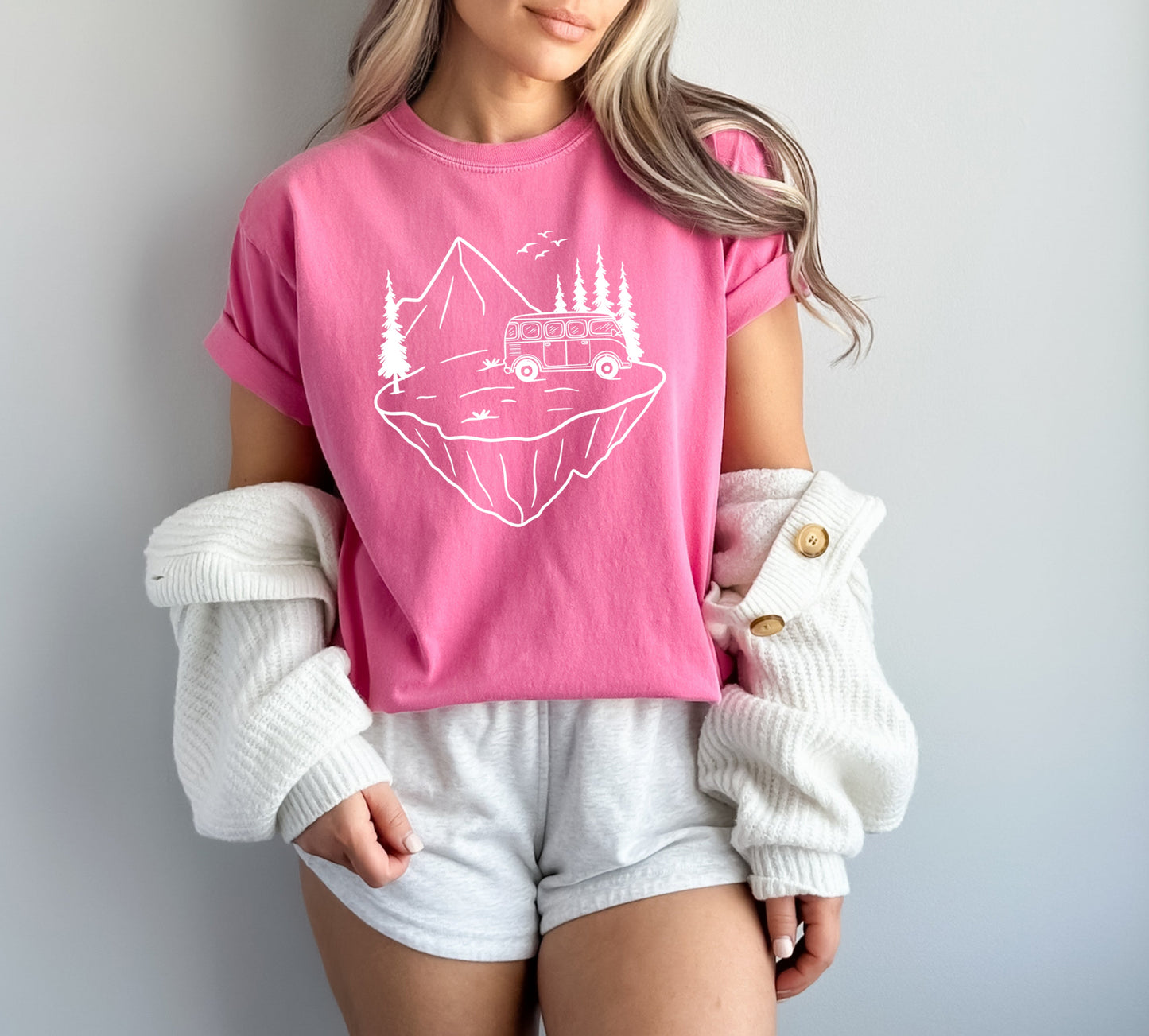 Desert Camping Hiking Mountain Nature Garment Dyed T Shirt