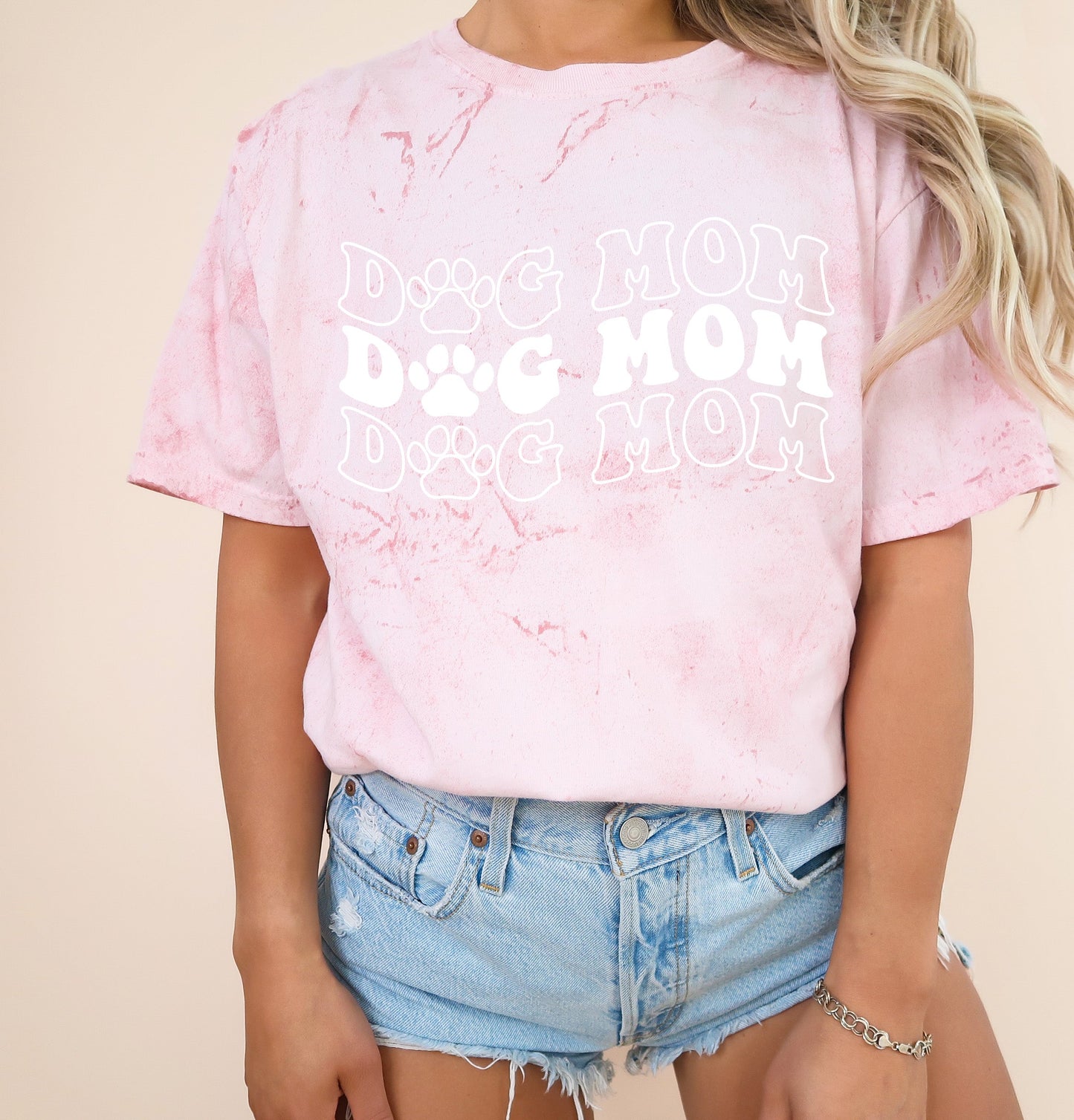 Dog Mom Comfort Colors T Shirt (Groovy repeat font)