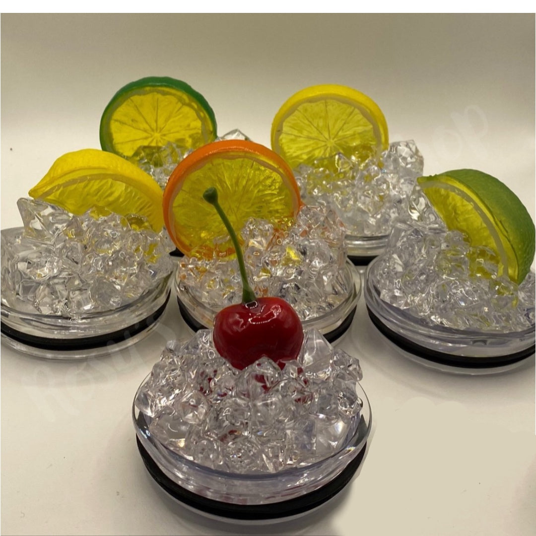 Truly Tumbler With 3D ice fruit lid topper