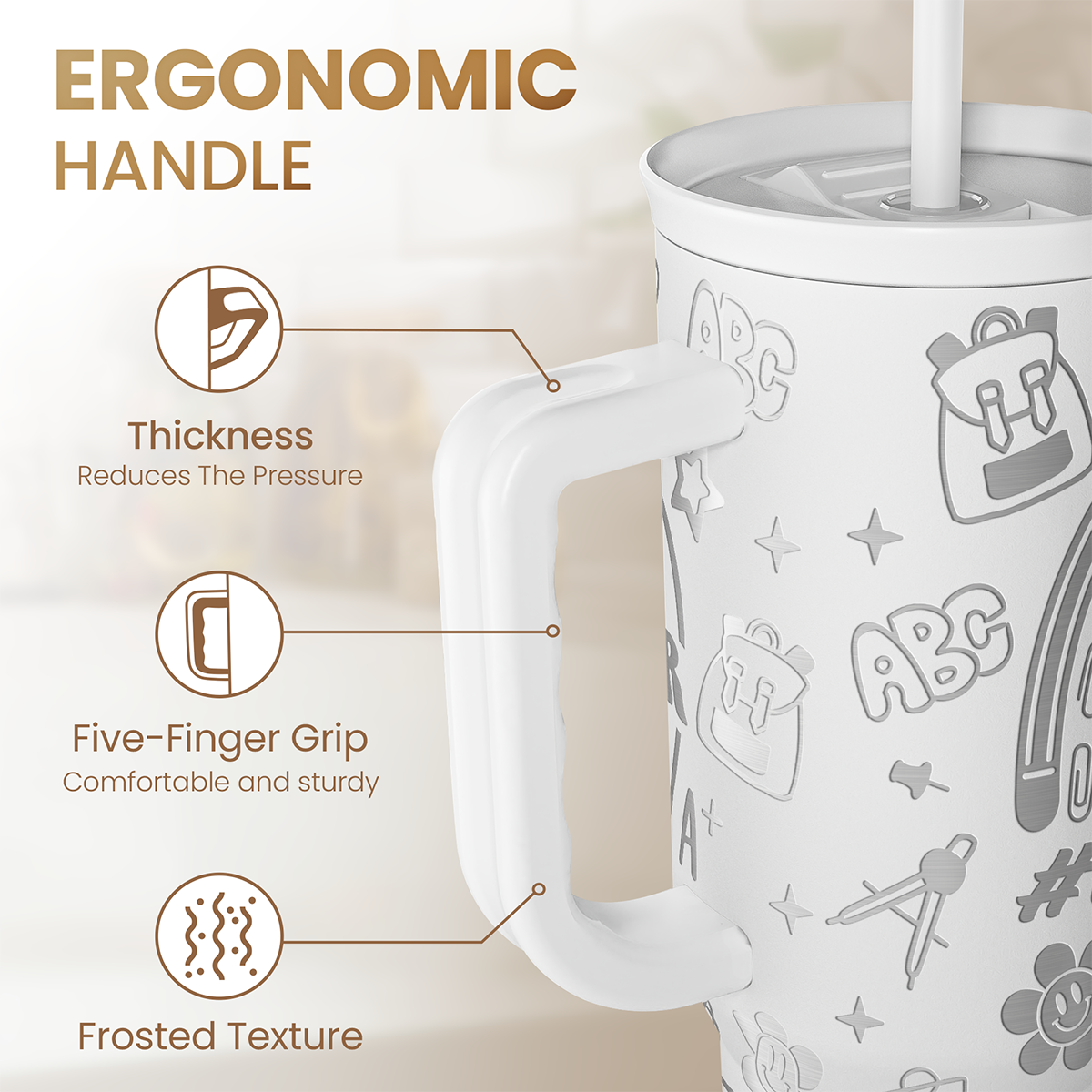 White Teacher Slidemate | Slider Tumbler with Handle 40oz