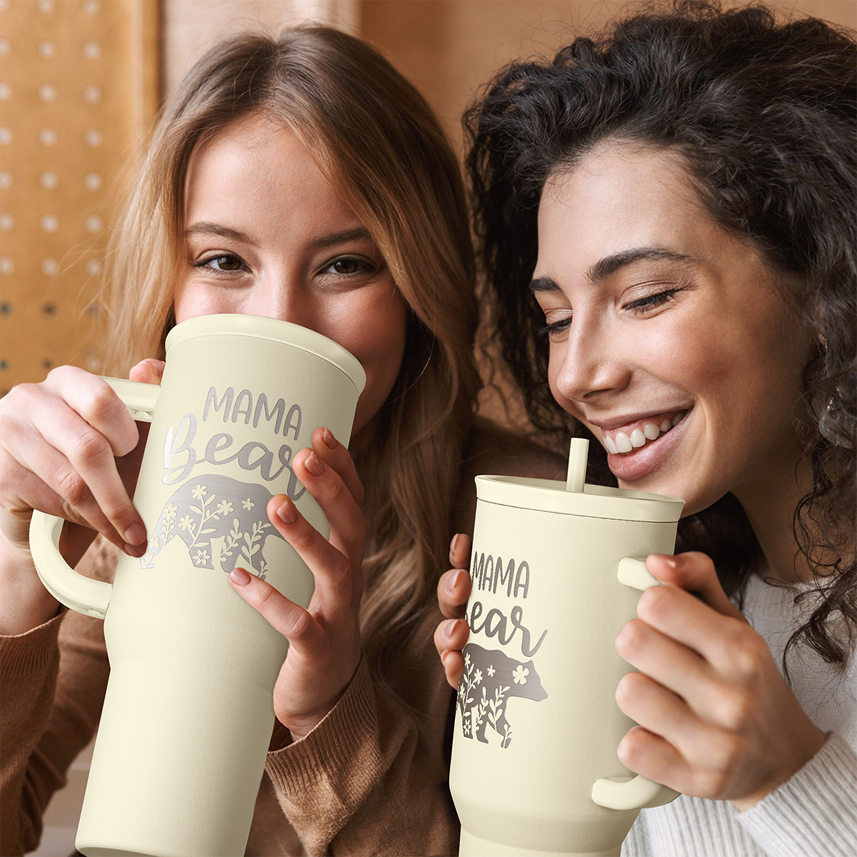 Beige Mama Bear Slidemate | Slider Tumbler with Handle 40oz