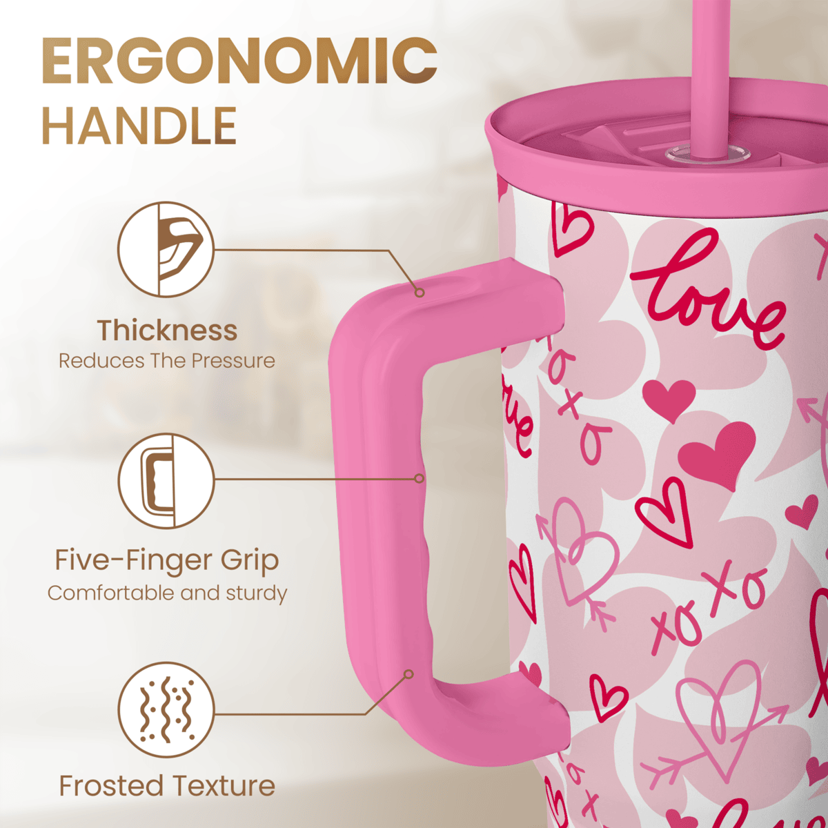 Pink Love Slidemate | Slider Tumbler with Handle 40oz