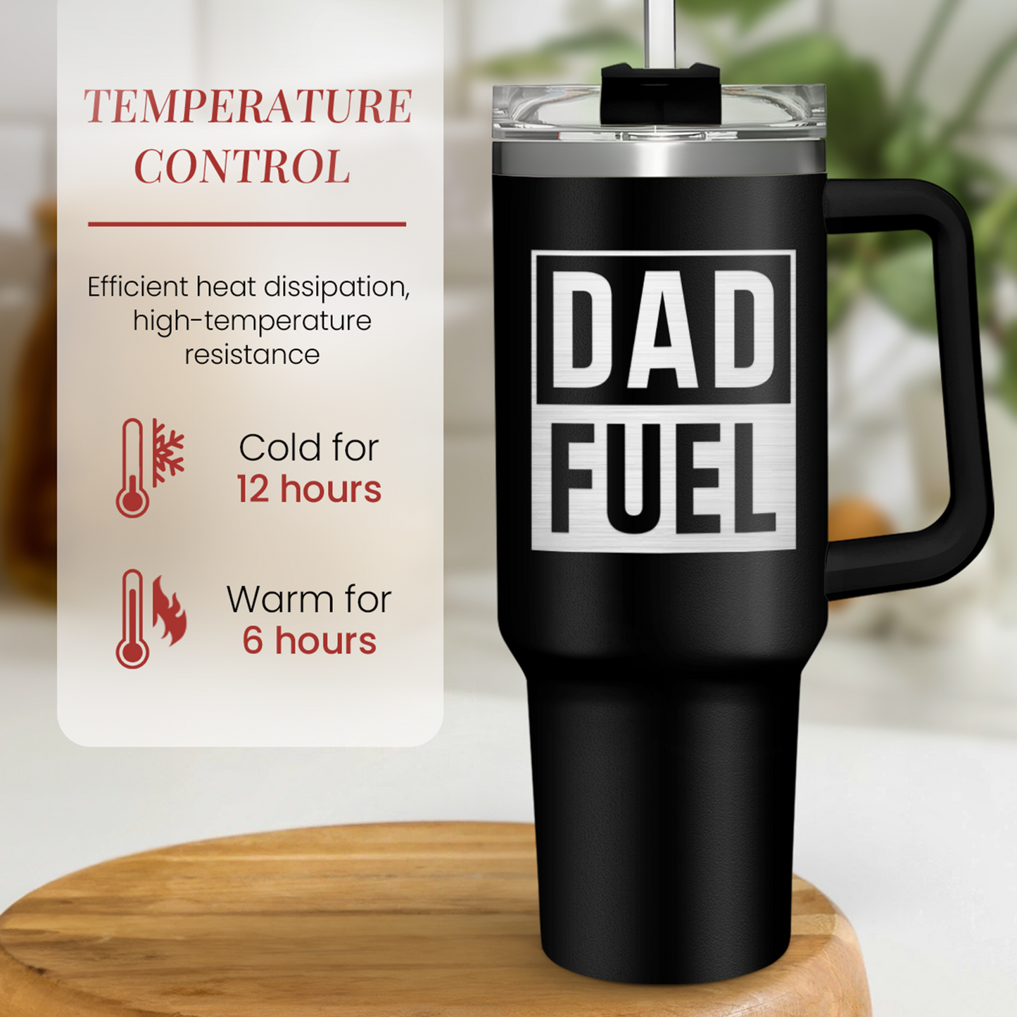 Black Dad Fuel Quencher Tumbler with Handle 40oz