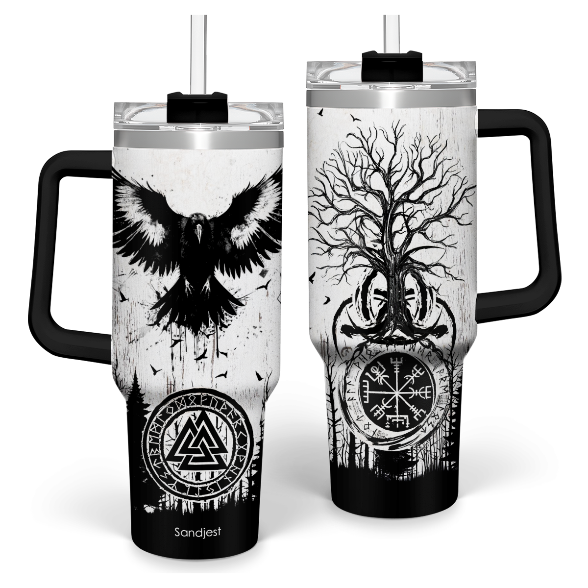 Black Viking Quencher Tumbler with Handle 40oz