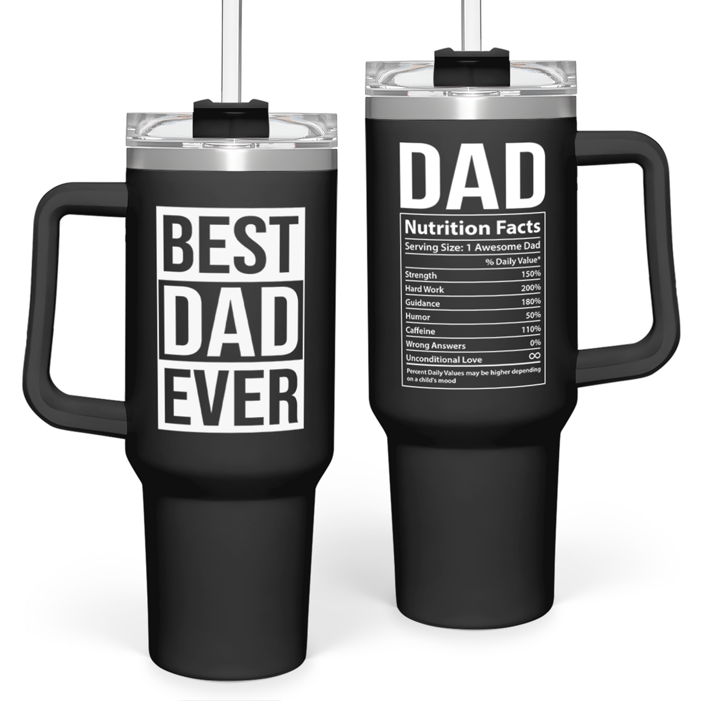 Black Best Dad Ever Quencher Tumbler with Handle 40oz