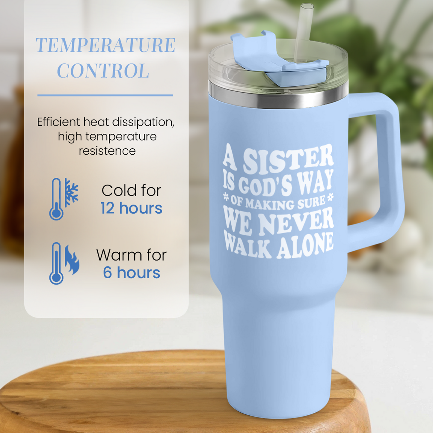 Blue Sister Quencher Tumbler with Handle 40oz