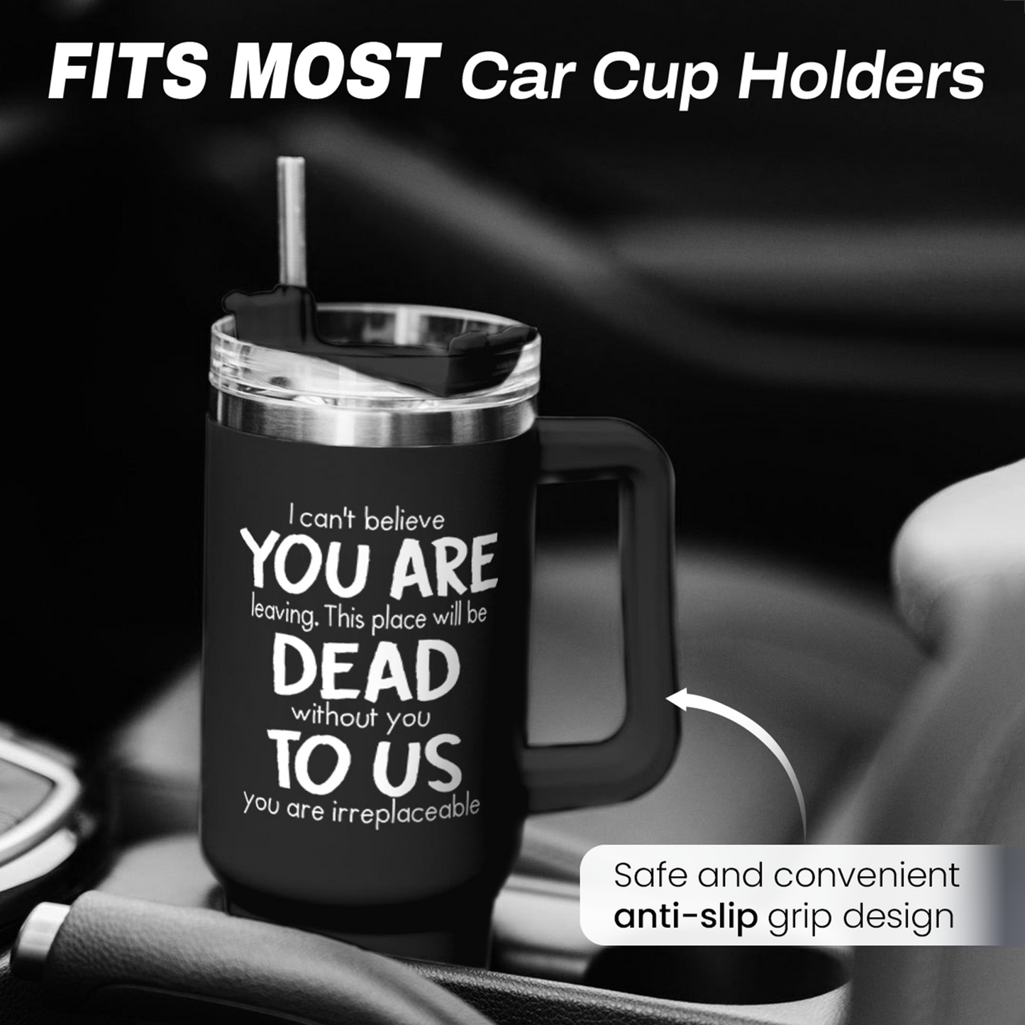 Black Coworker Quencher Tumbler with Handle 40oz
