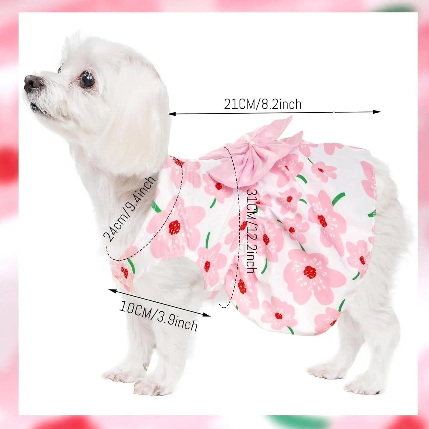 Floral Dog Dress Summer Breathable Cotton Puppy Small Dog Cat Outfit Cute