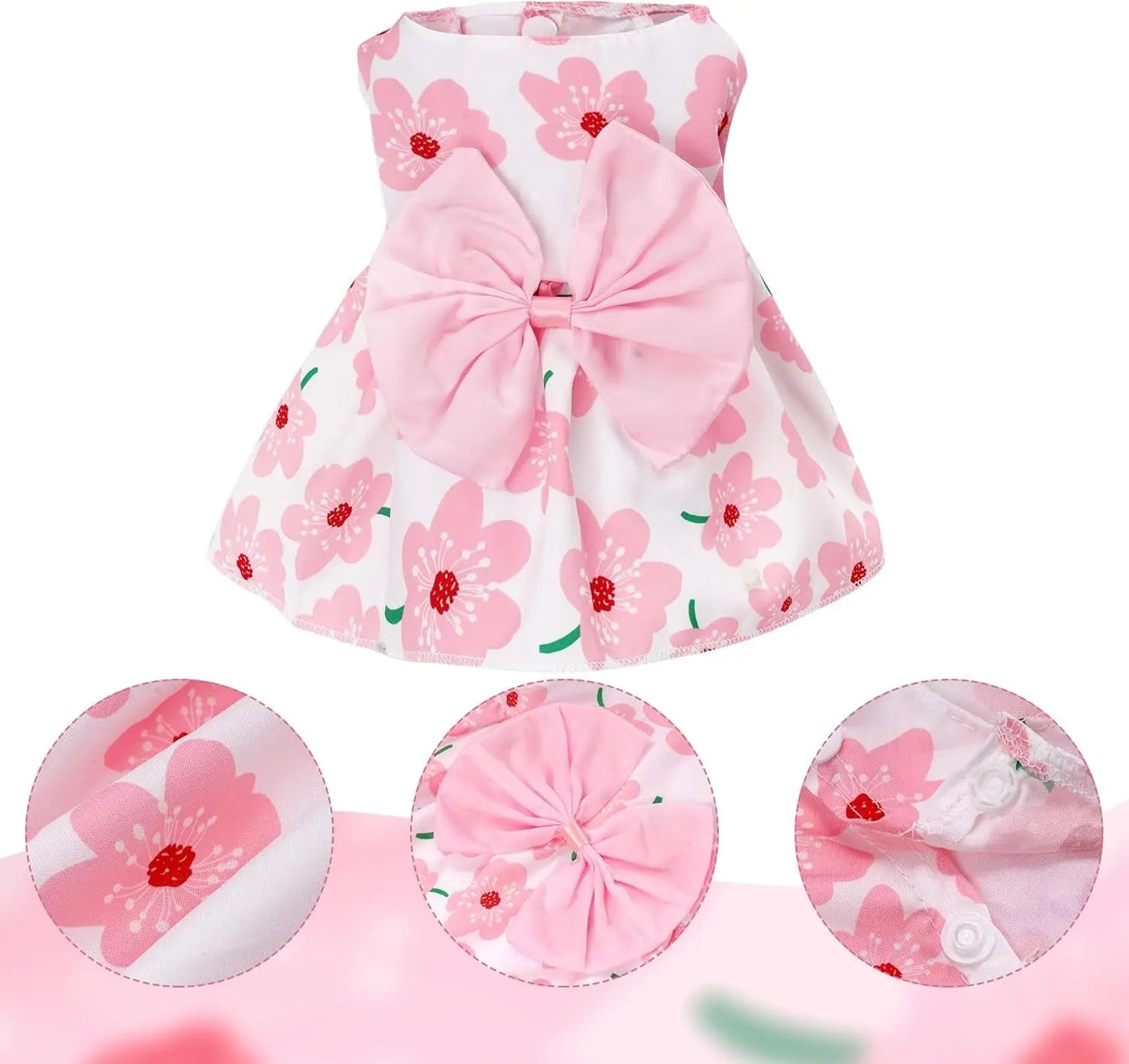 Floral Dog Dress Summer Breathable Cotton Puppy Small Dog Cat Outfit Cute