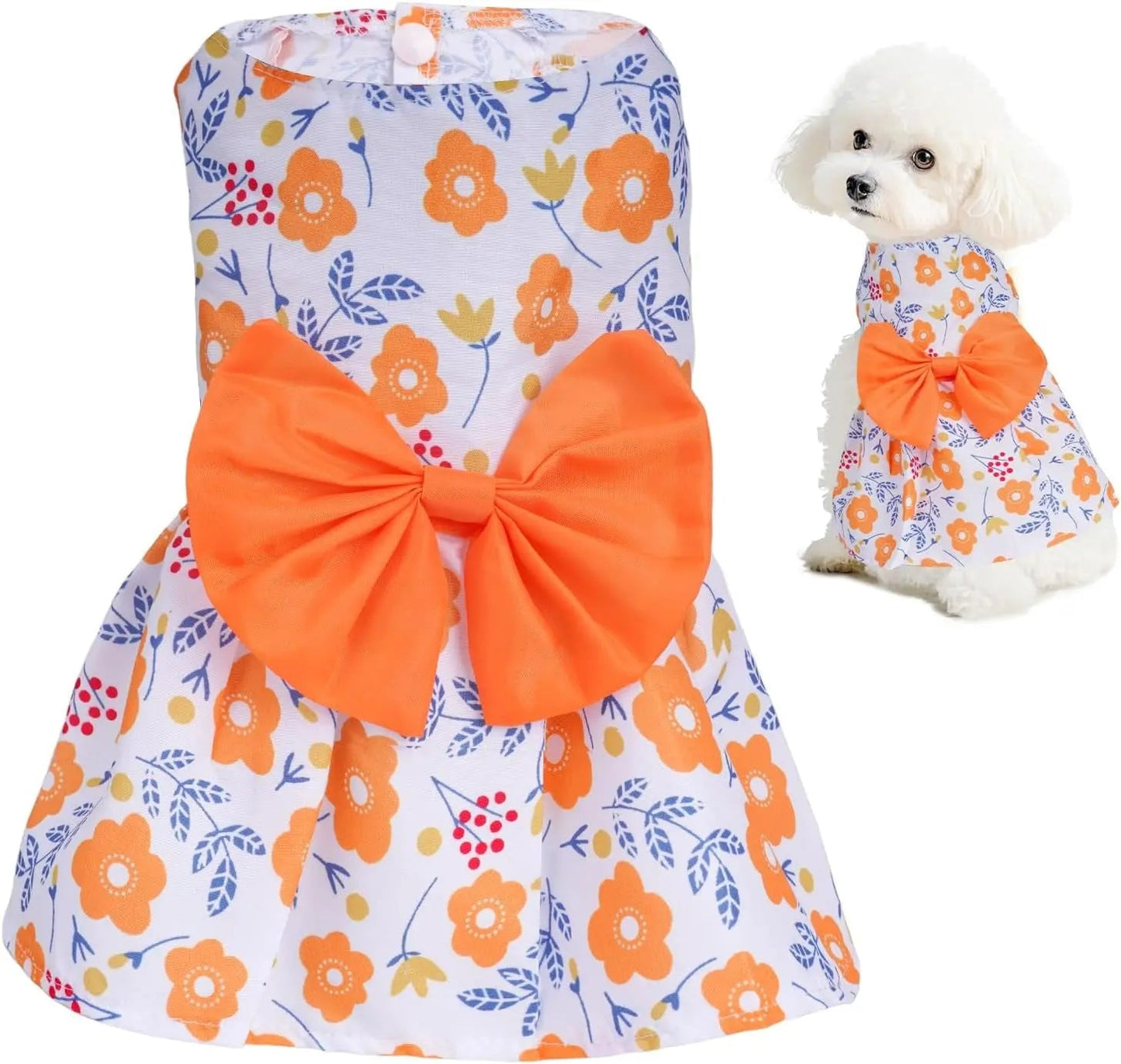 Floral Dog Dress Summer Breathable Cotton Puppy Small Dog Cat Outfit Cute