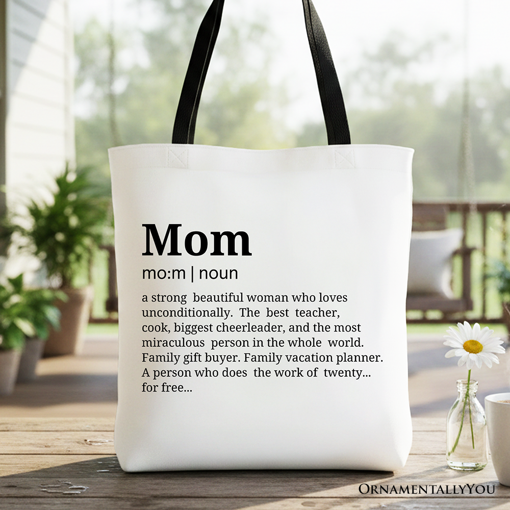 Personalized Mom Definition Canvas Tote Bag, Funny Mothers Day Gift Shopper