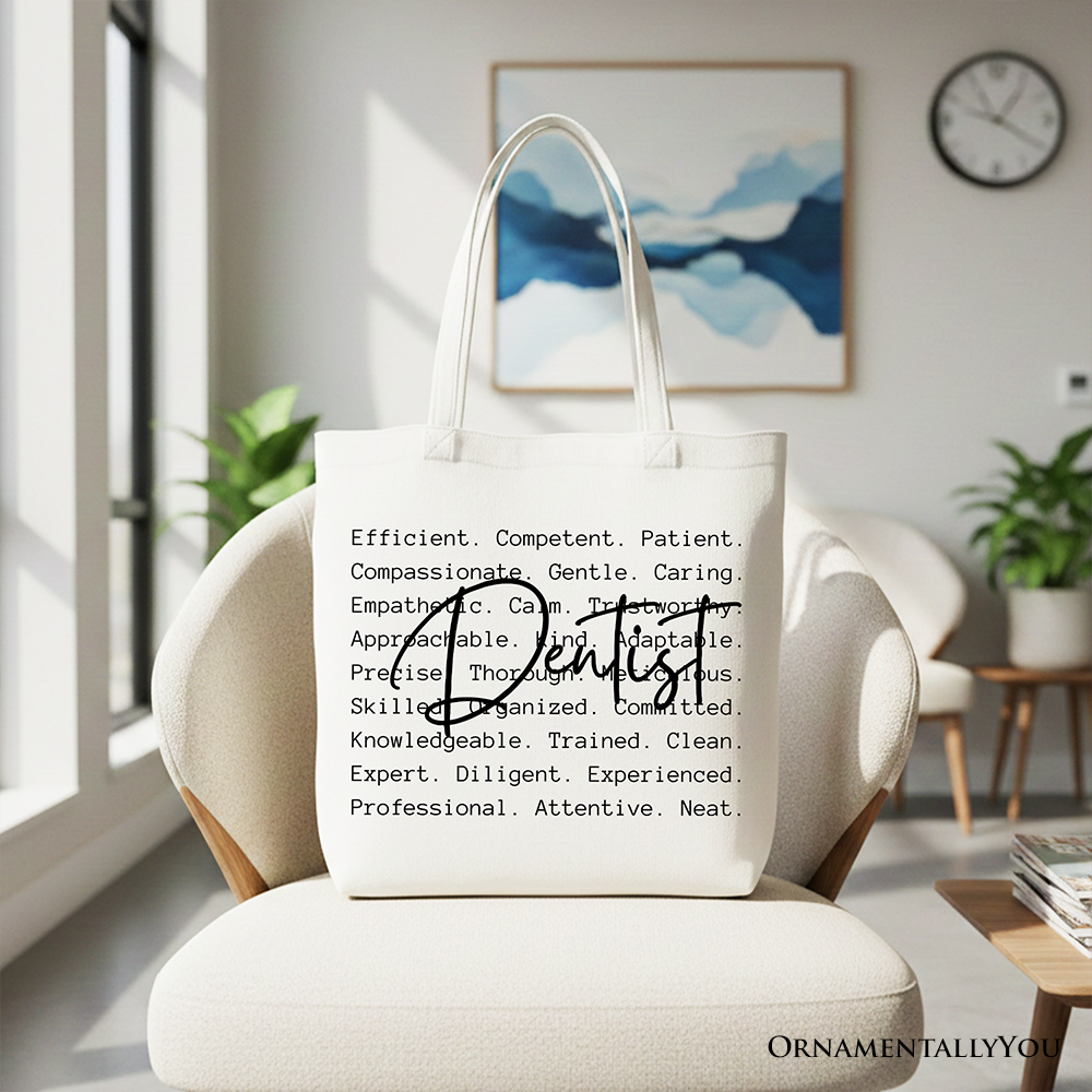 Dentist Definition Canvas Tote Bag, Dental Appreciation Words Gift Shopper