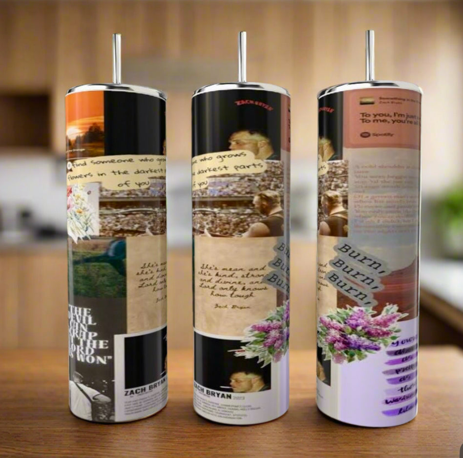 Zach Bryan Lyric Collage 20oz Tumbler