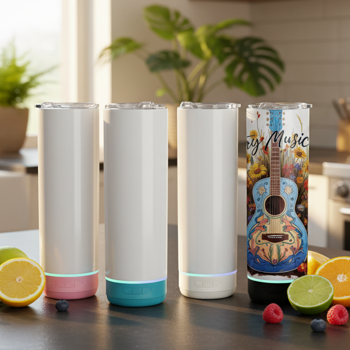 Custom Bluetooth Speaker Tumbler, 20oz Stainless Steel