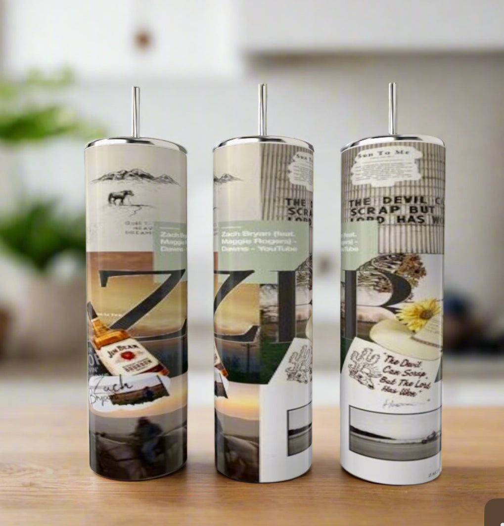 Zach Bryan Collage 20oz Stainless Steel Tumbler