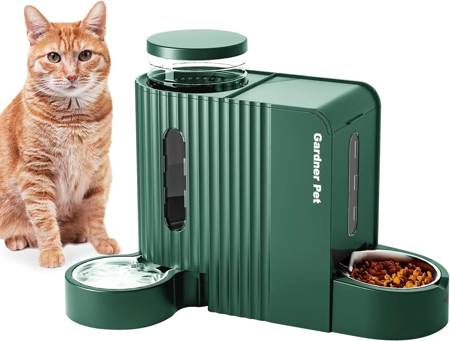 Gravity Pet Feeder & Water Dispenser Set with Stainless Steel Bowls
