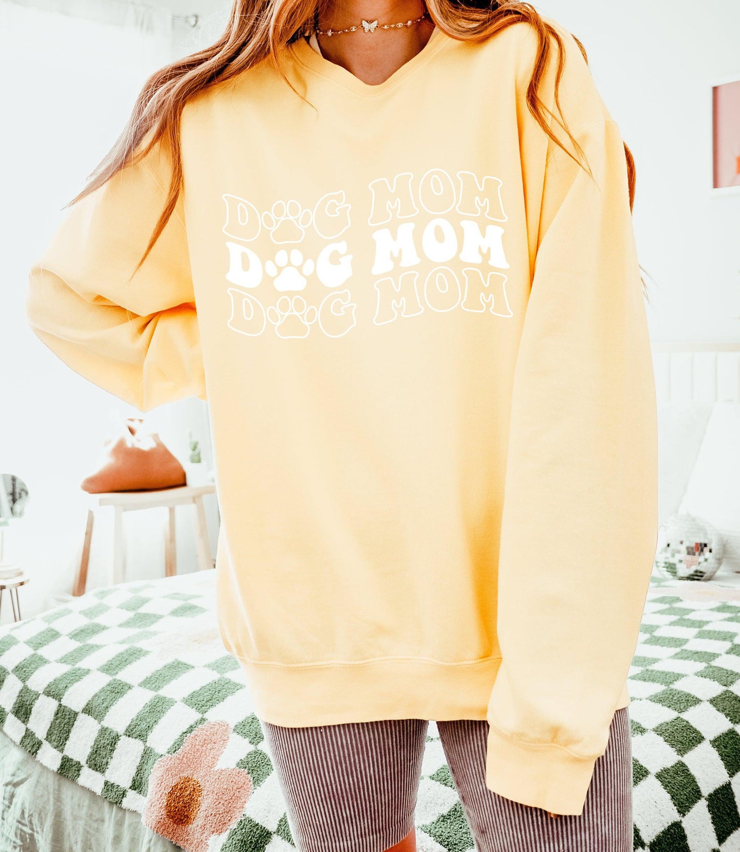 Groovy Dog Mom Garment Dyed Comfort Colors Sweatshirt