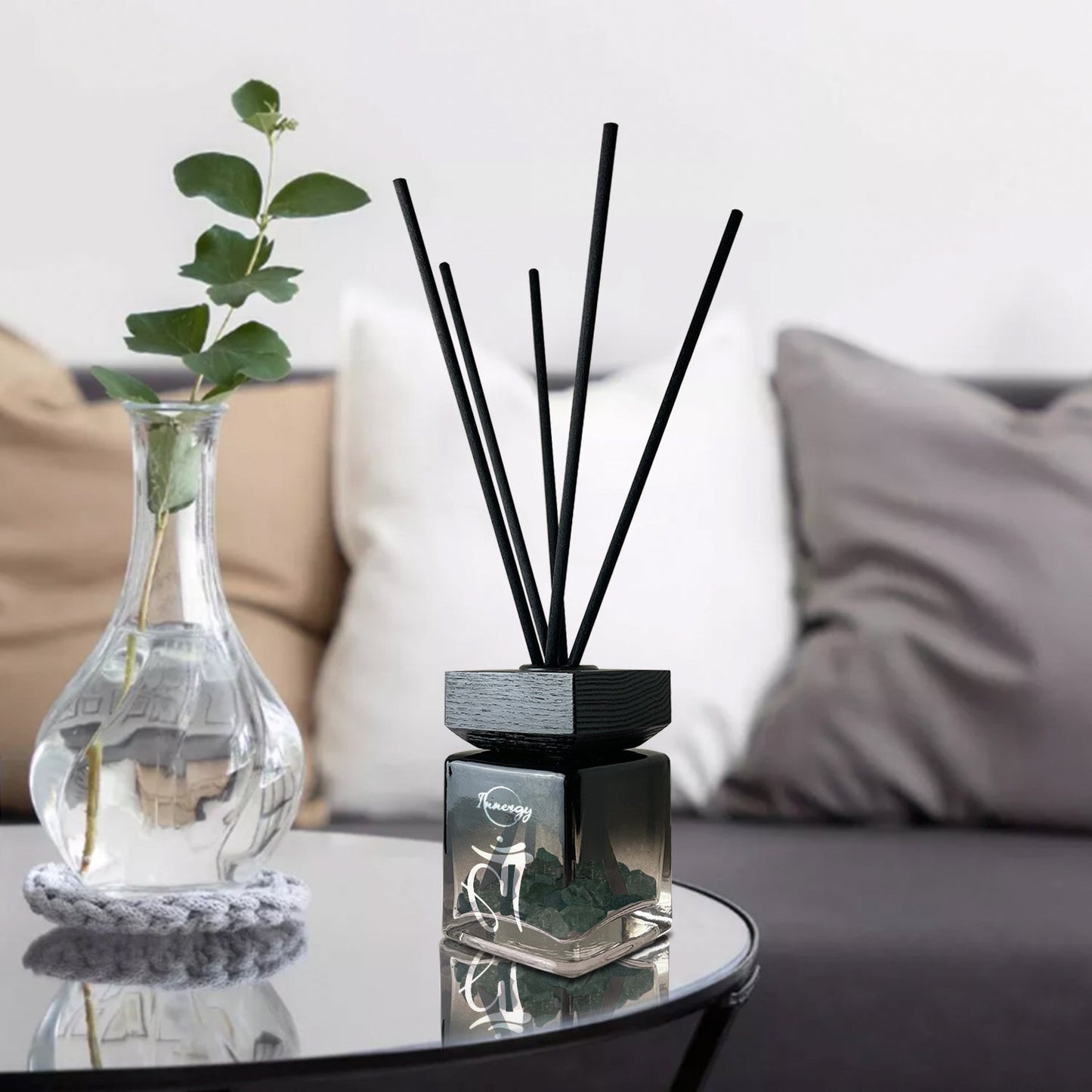 Heart Chakra Crystal-Enhanced Reed Oil Diffuser, Secret Garden Scent, 100ml