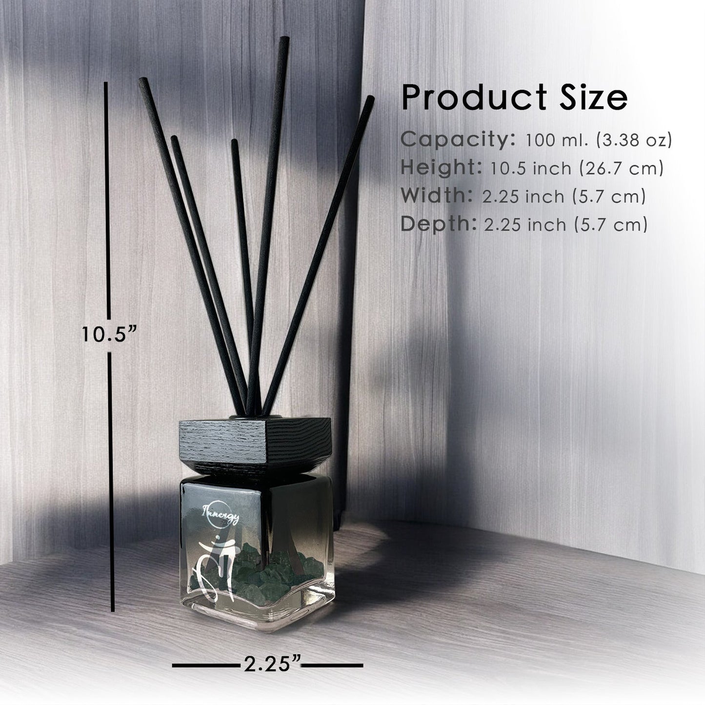 Heart Chakra Crystal-Enhanced Reed Oil Diffuser, Secret Garden Scent, 100ml