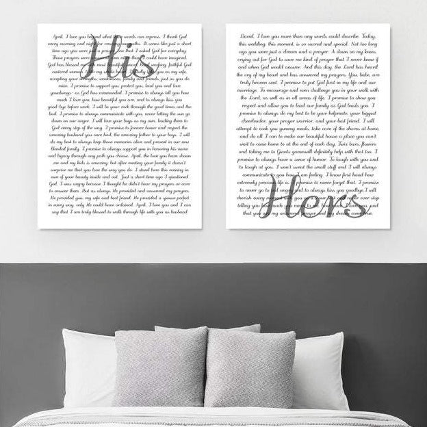 His And Her Vows 2 Piece Canvas Second Anniversary Gift