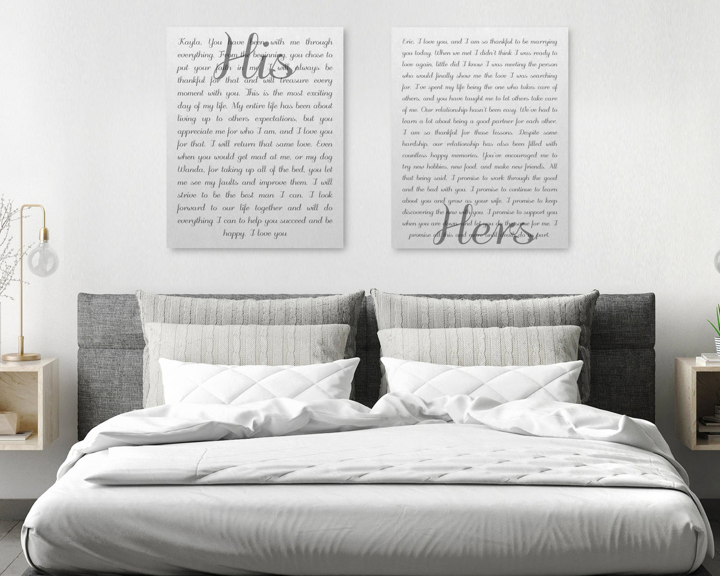 His And Her Vows 2 Piece Canvas Second Anniversary Gift