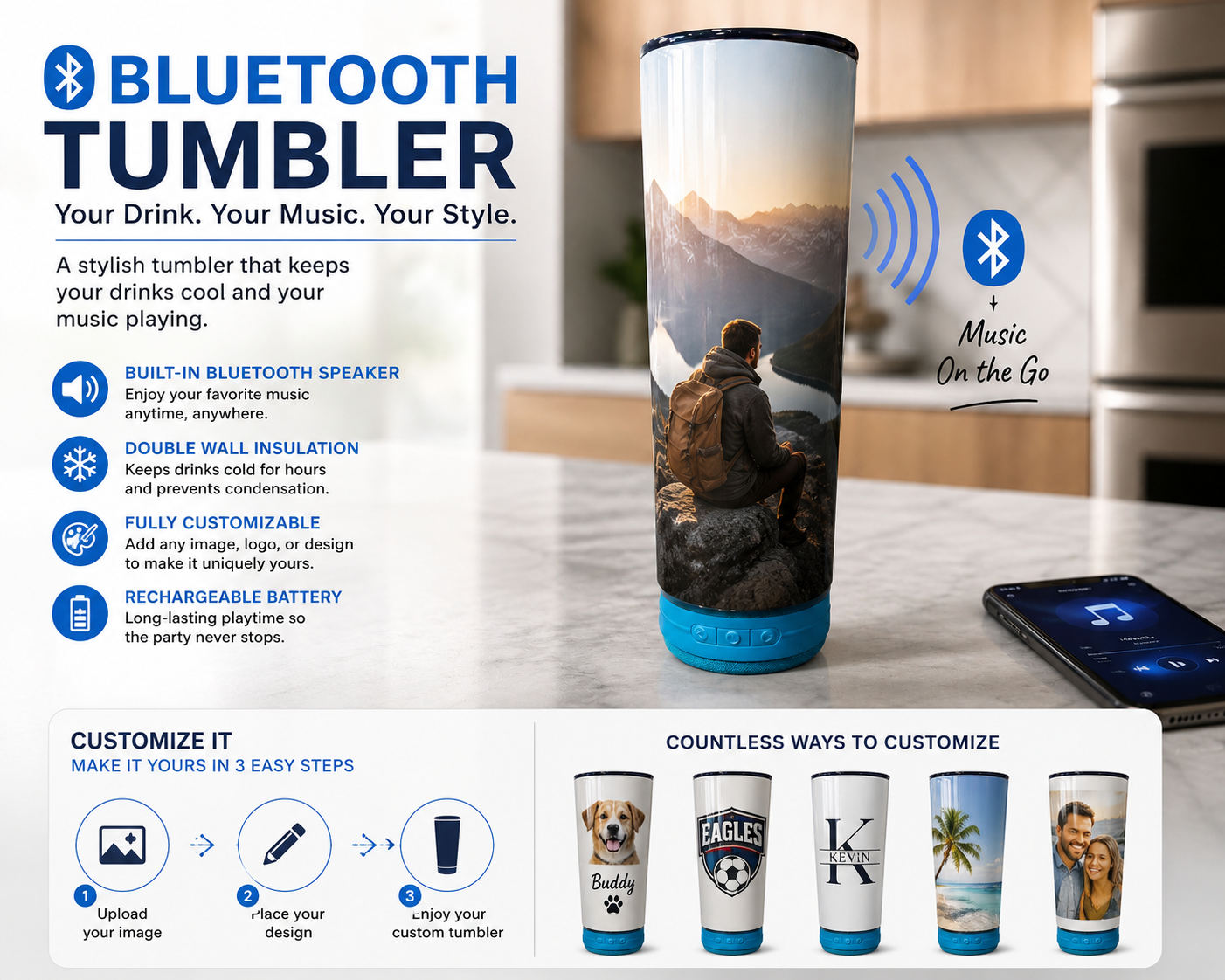 20oz Stainless Steel Bluetooth Tumbler – "I Refuse to Argue"