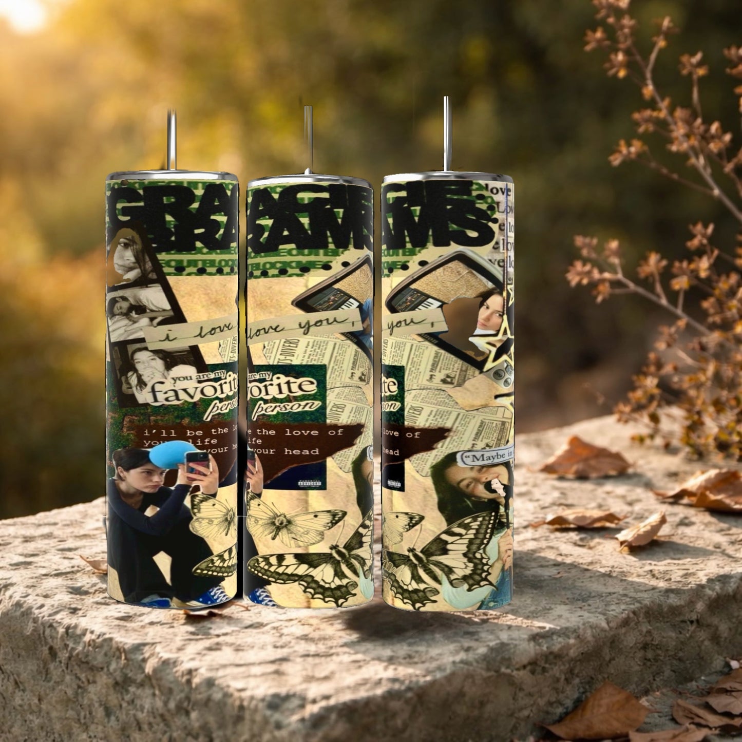 Gracie Abrams Dark Collage 20oz Stainless Steel Tumbler