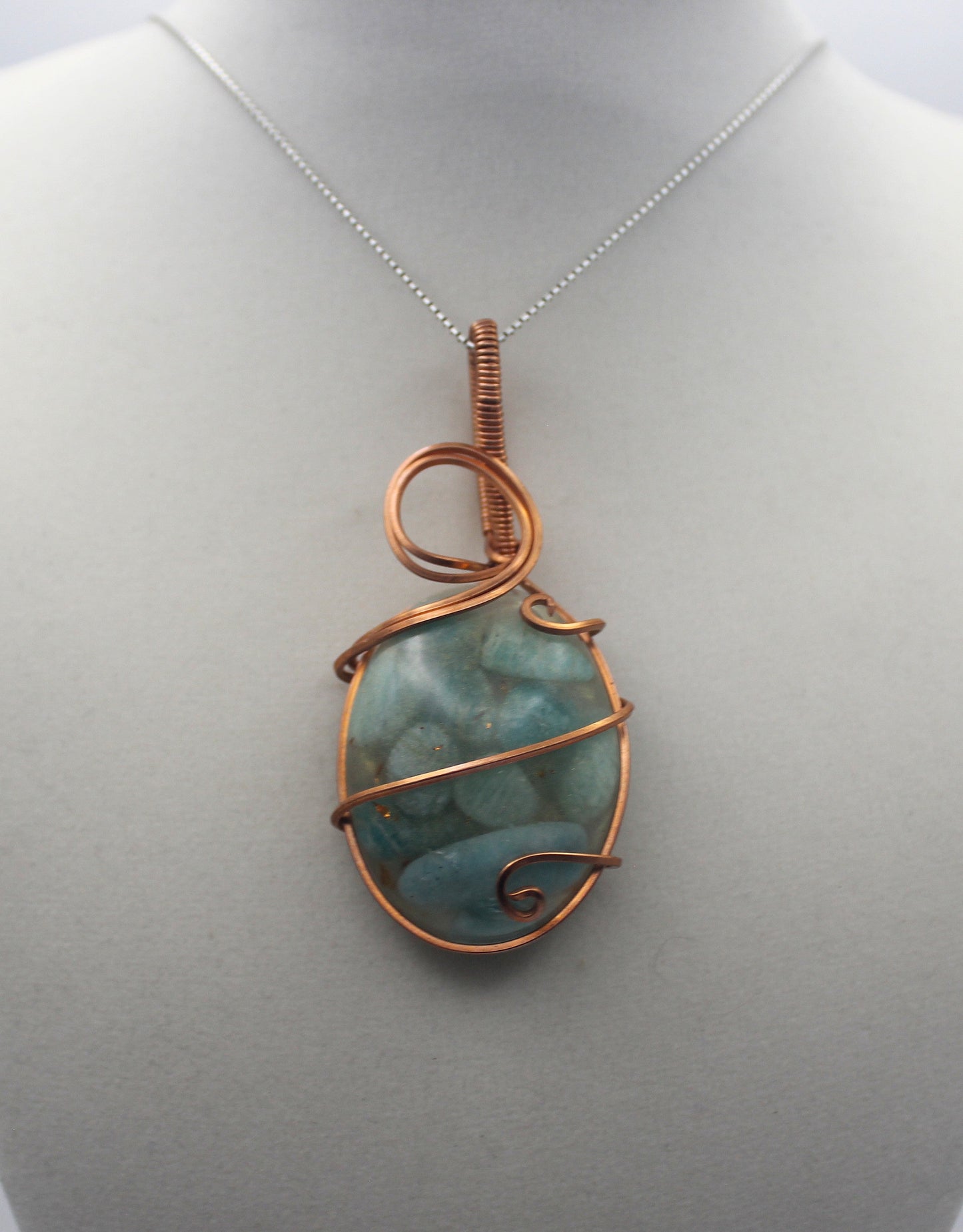 Raw Copper Resin Amazonite Pendant Necklace