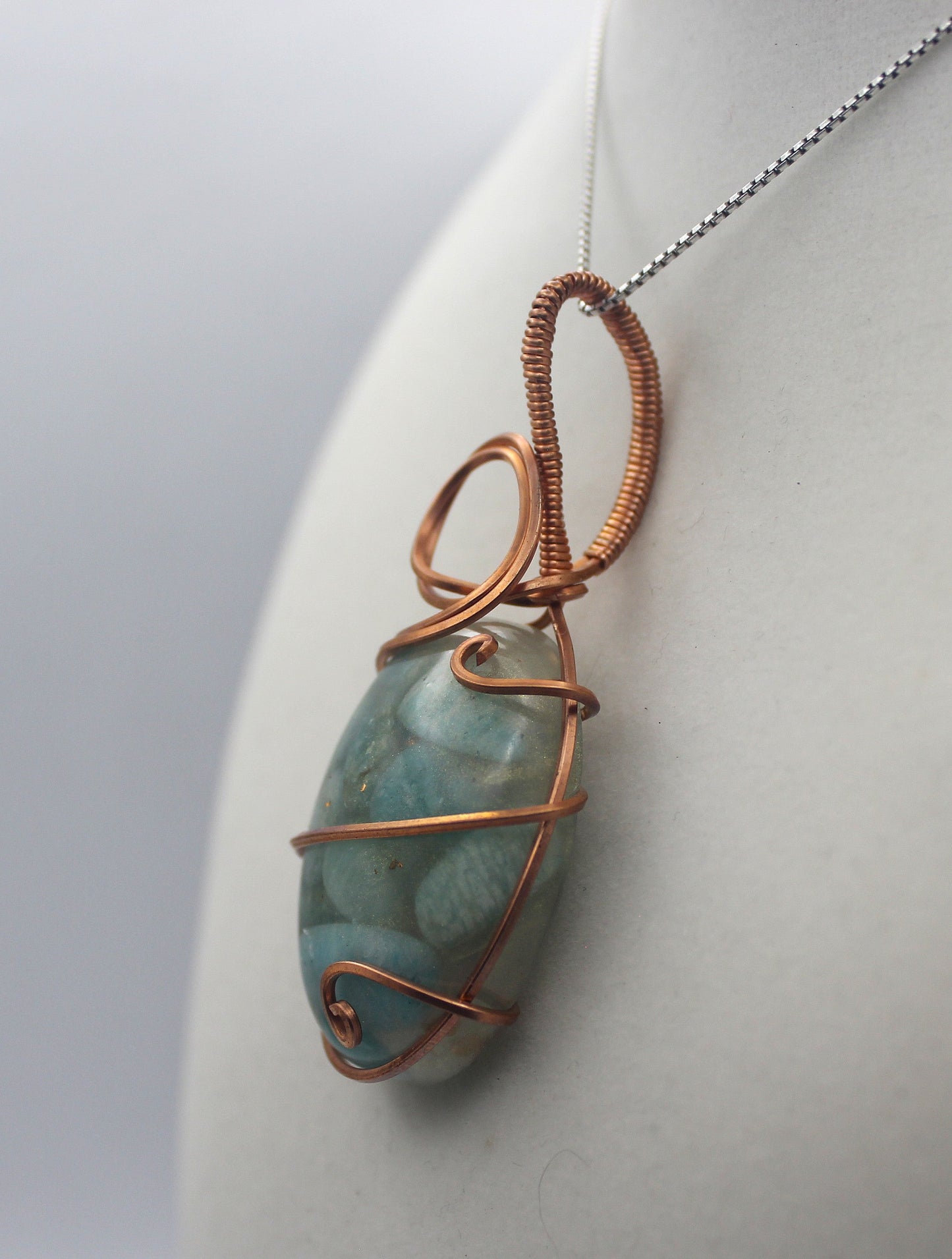 Raw Copper Resin Amazonite Pendant Necklace