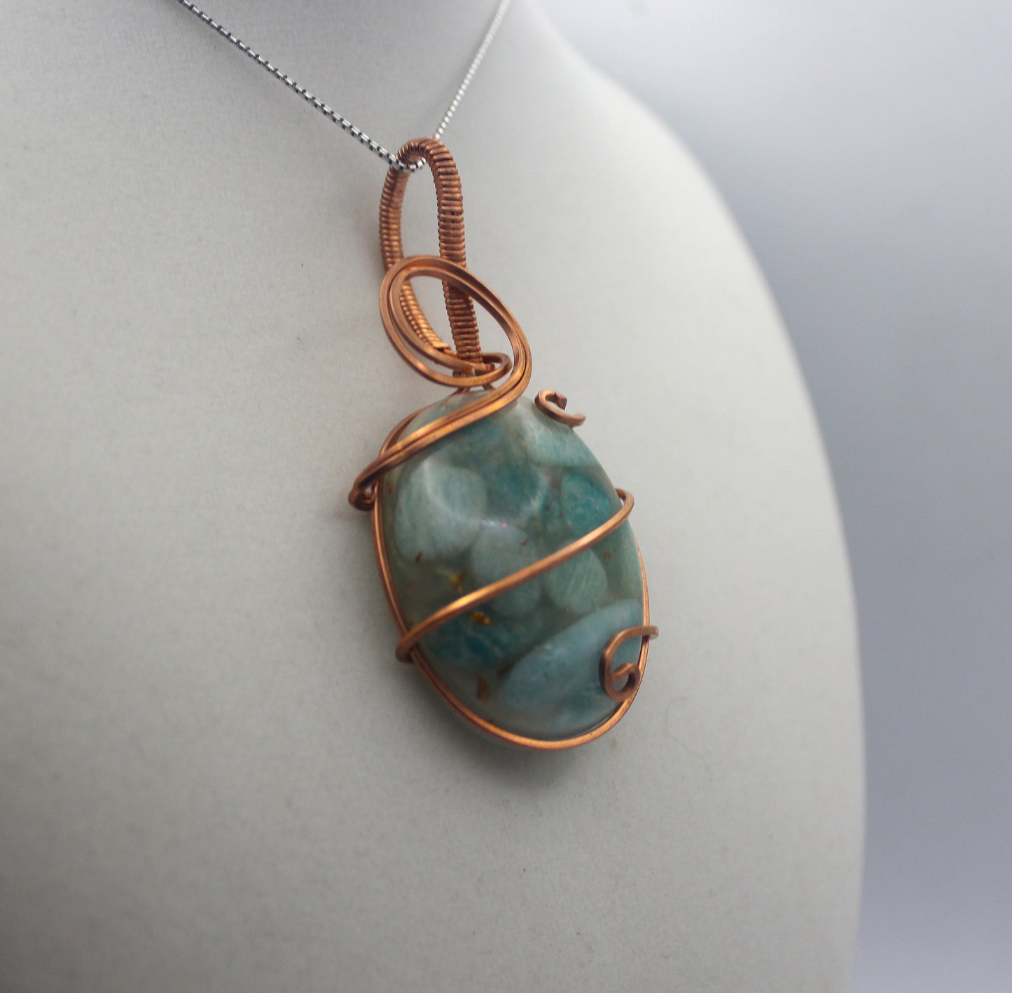 Raw Copper Resin Amazonite Pendant Necklace