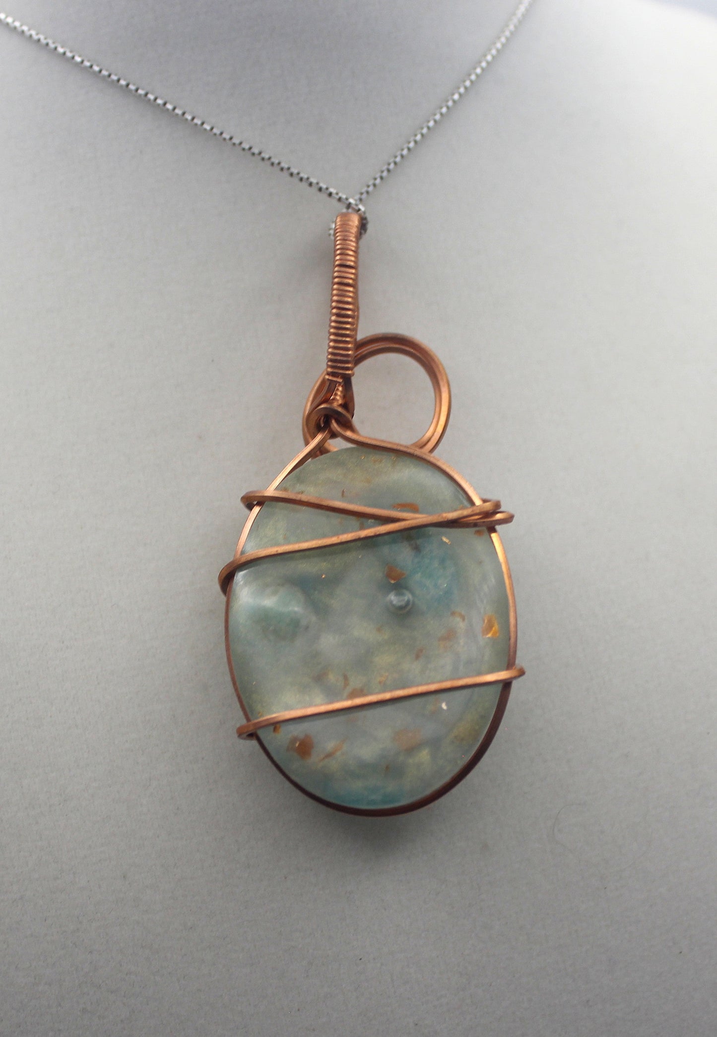 Raw Copper Resin Amazonite Pendant Necklace