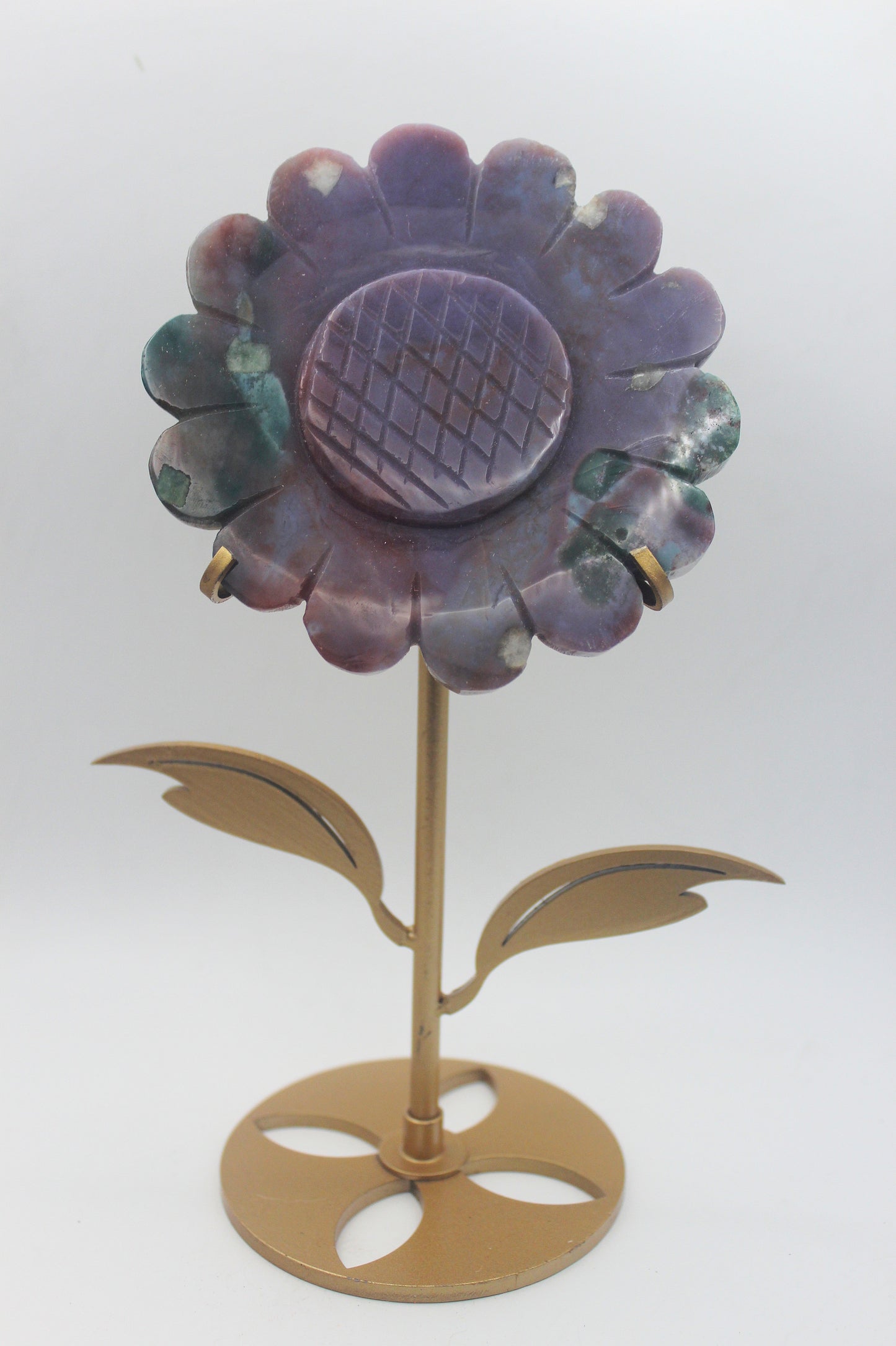 Crystal Sunflower Carving with Metal Stand – Joyful Energy & Meaningful Décor