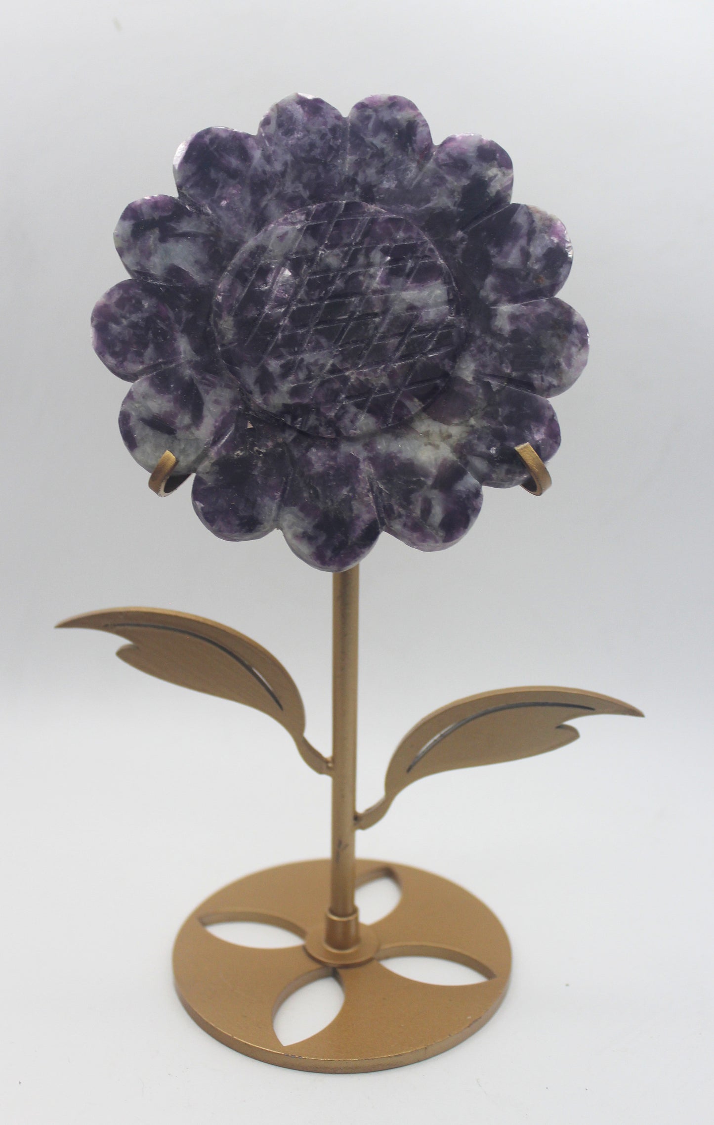Crystal Sunflower Carving with Metal Stand – Joyful Energy & Meaningful Décor