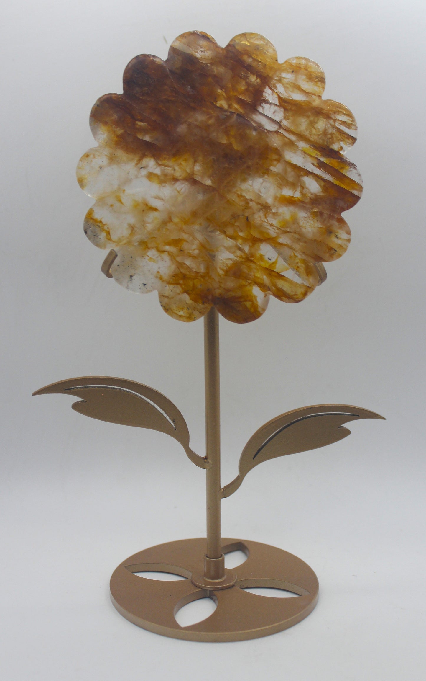 Crystal Sunflower Carving with Metal Stand – Joyful Energy & Meaningful Décor