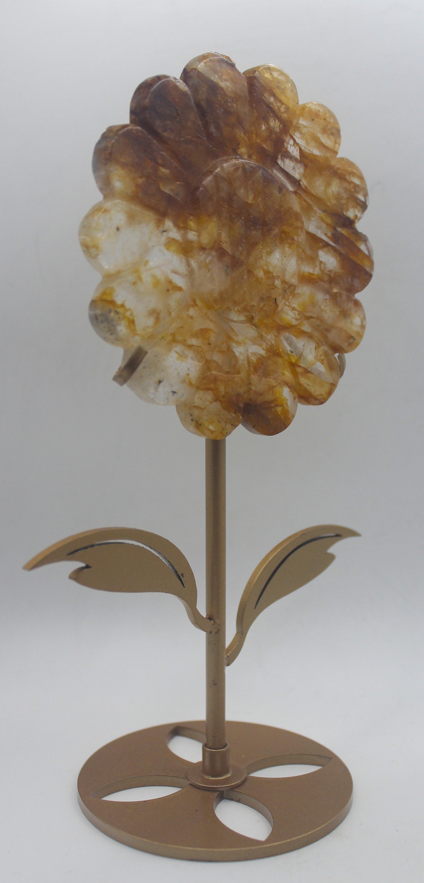 Crystal Sunflower Carving with Metal Stand – Joyful Energy & Meaningful Décor