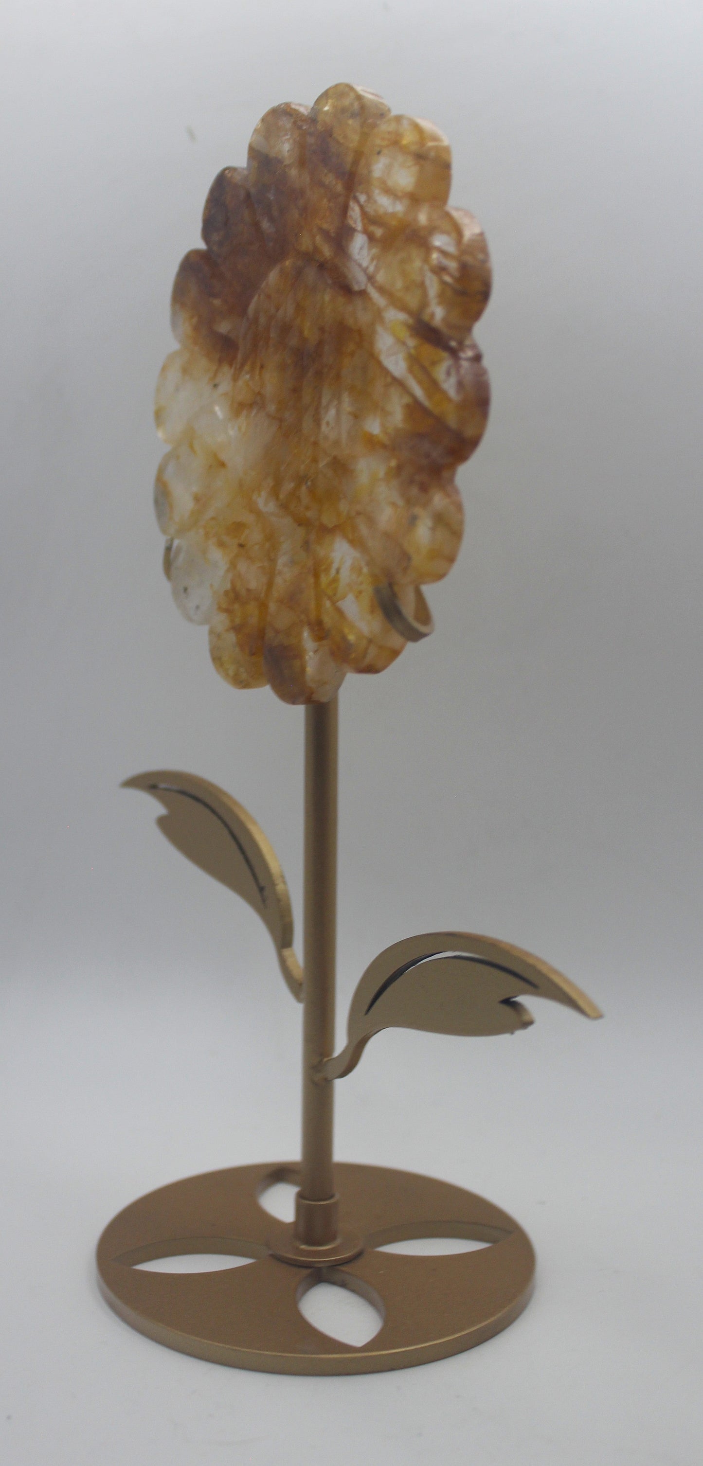 Crystal Sunflower Carving with Metal Stand – Joyful Energy & Meaningful Décor