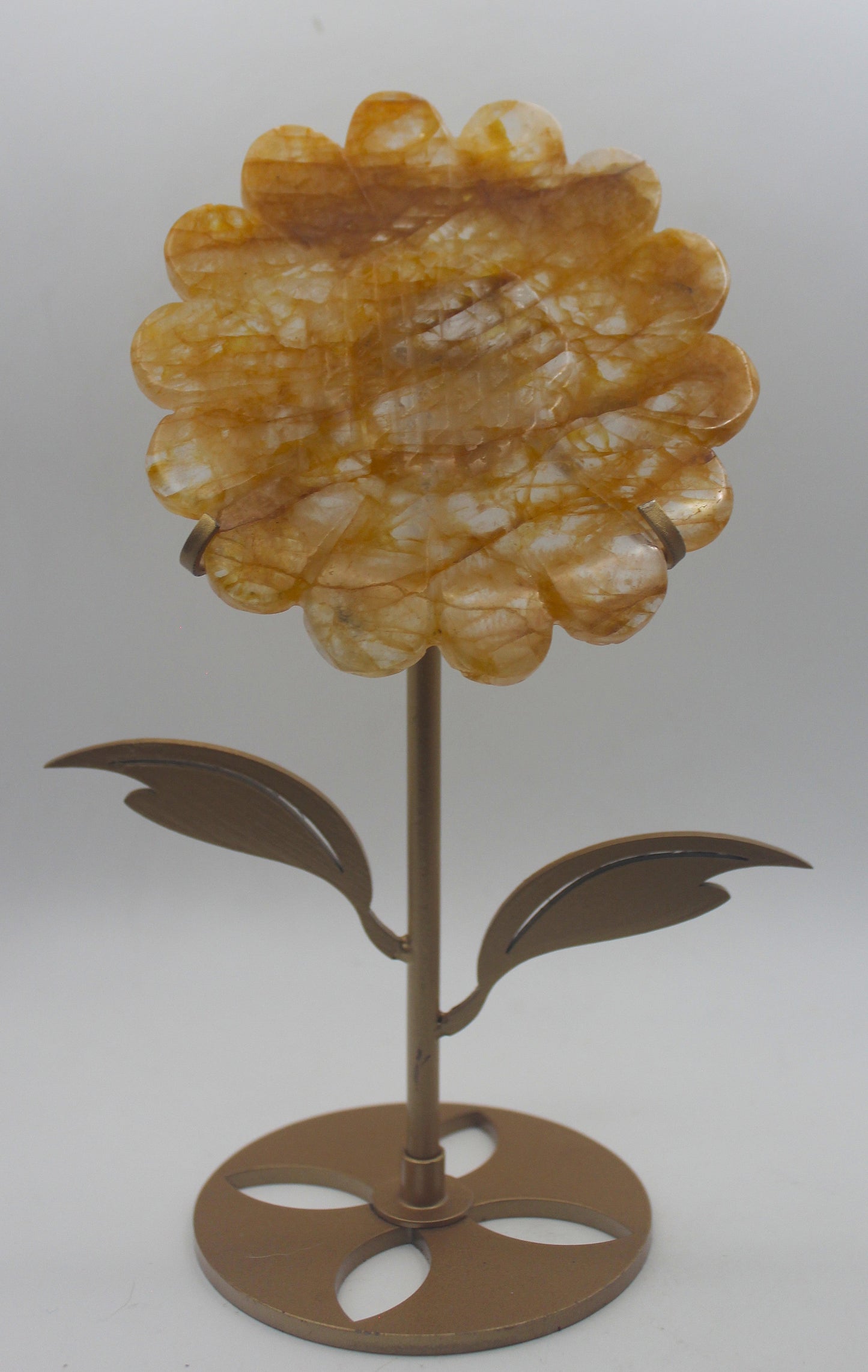 Crystal Sunflower Carving with Metal Stand – Joyful Energy & Meaningful Décor