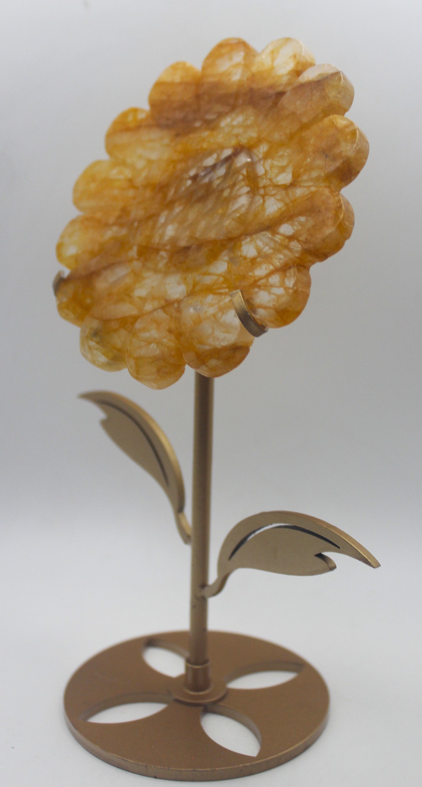 Crystal Sunflower Carving with Metal Stand – Joyful Energy & Meaningful Décor