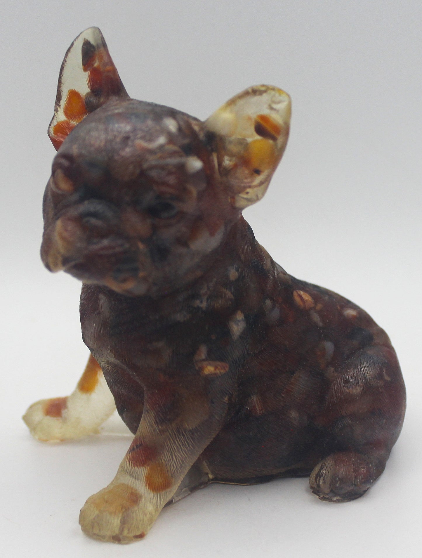 Resin Crystal Chip French Bulldog Figurine – Gemstone-Infused Décor