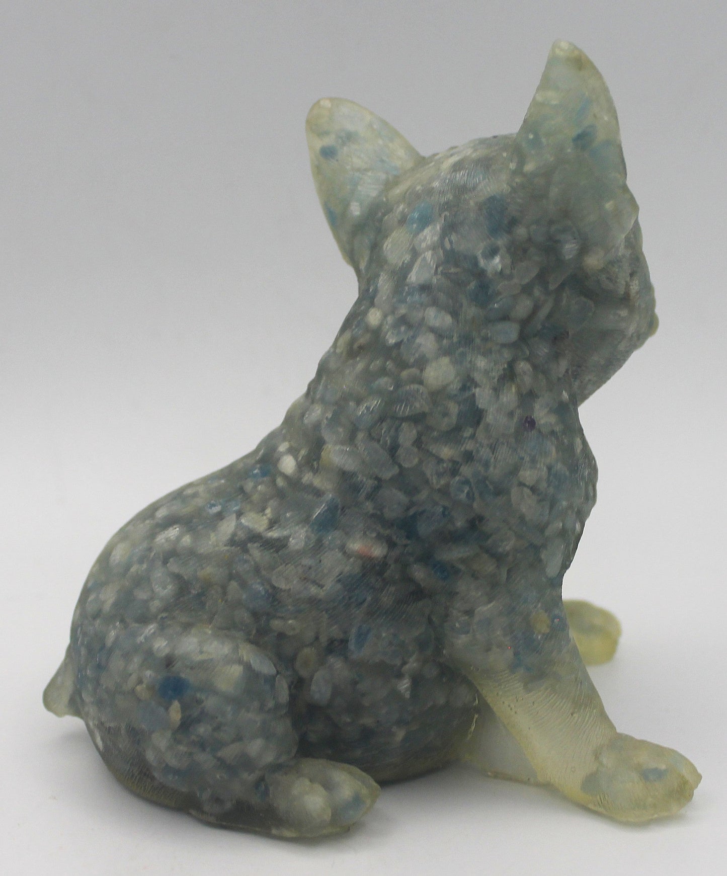 Resin Crystal Chip French Bulldog Figurine – Gemstone-Infused Décor