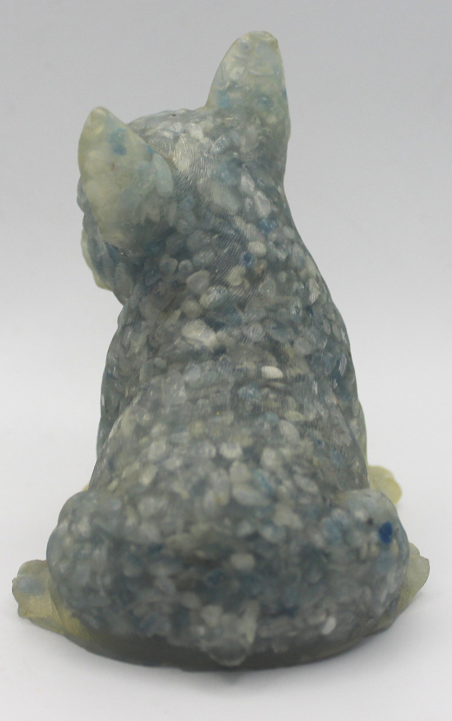 Resin Crystal Chip French Bulldog Figurine – Gemstone-Infused Décor
