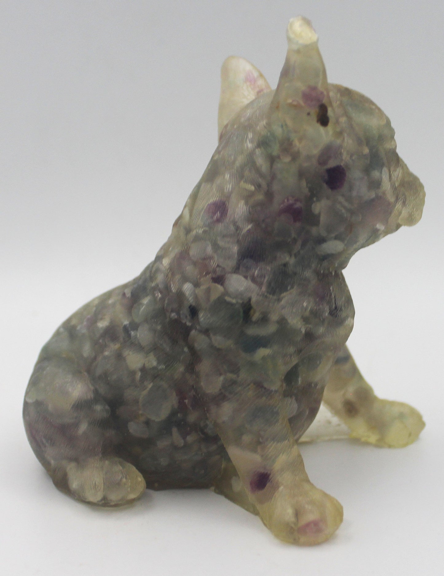 Resin Crystal Chip French Bulldog Figurine – Gemstone-Infused Décor