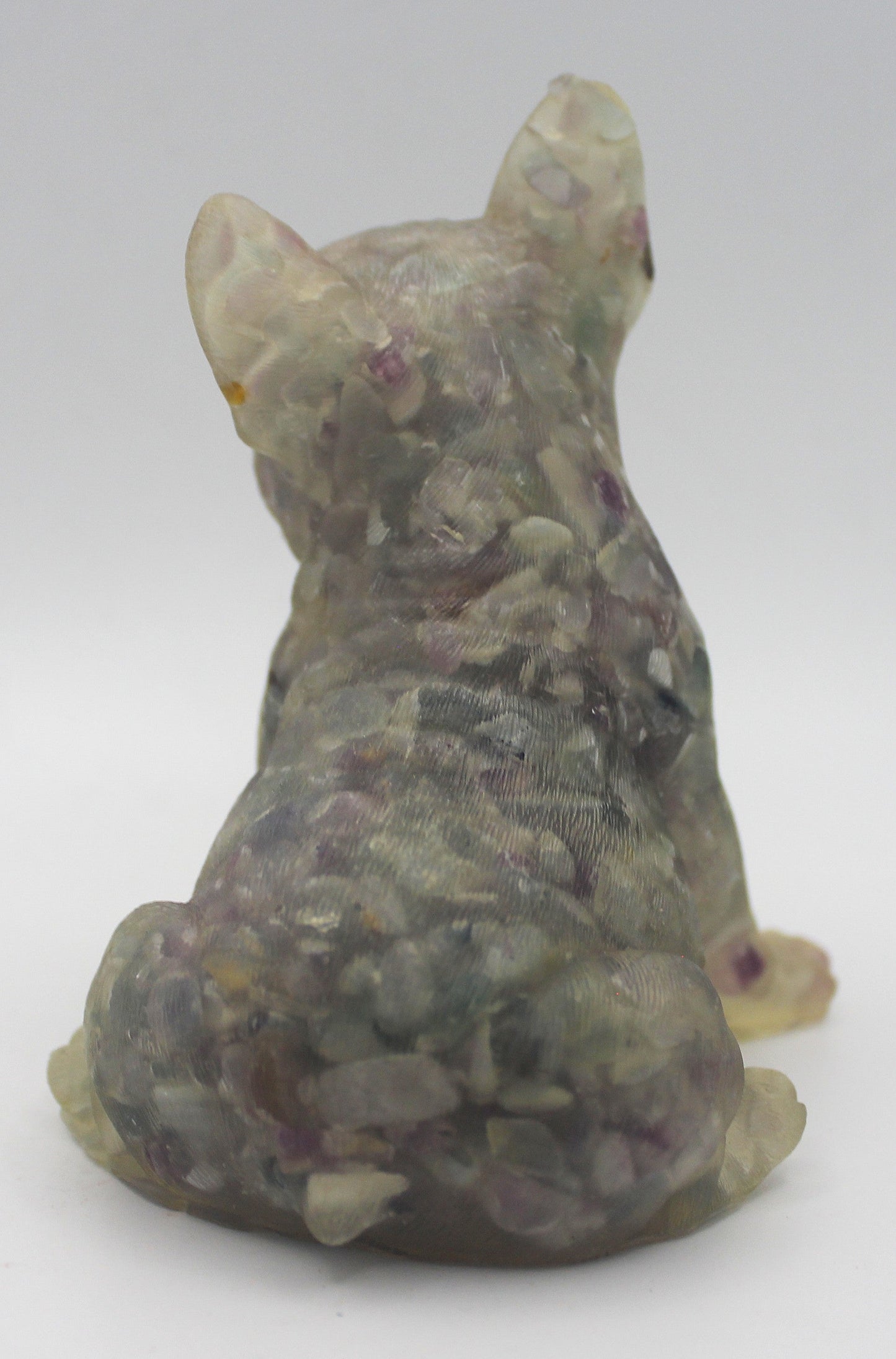 Resin Crystal Chip French Bulldog Figurine – Gemstone-Infused Décor