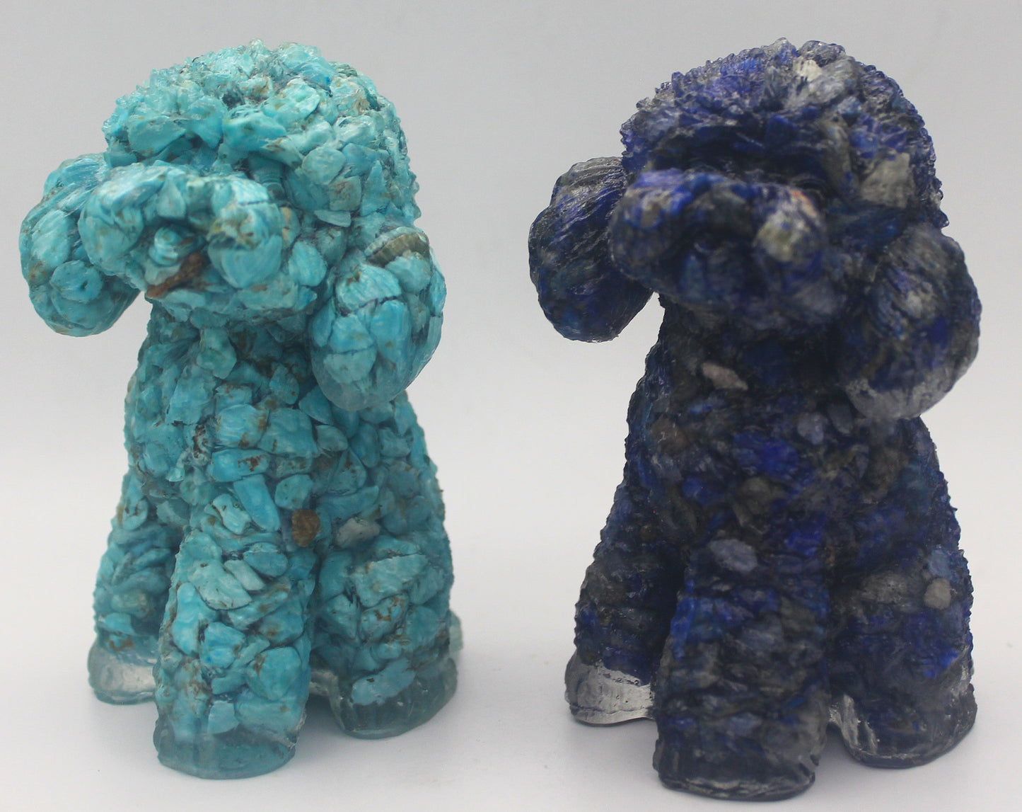 Resin Crystal Chip Poodle Figurine – Turquoise or Lapis Lazuli