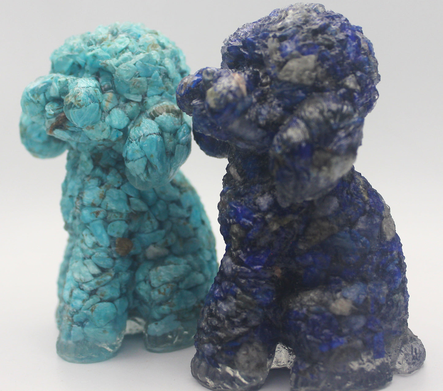 Resin Crystal Chip Poodle Figurine – Turquoise or Lapis Lazuli