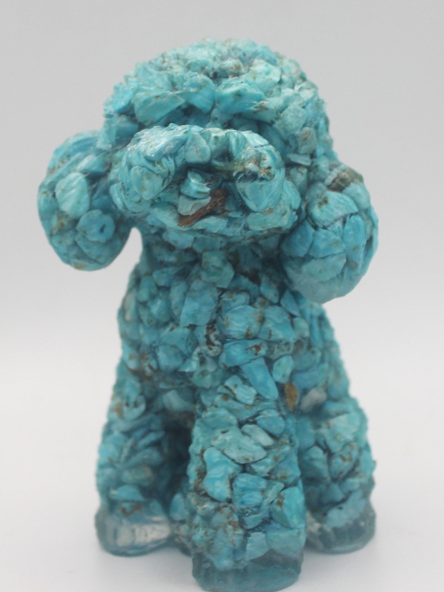 Resin Crystal Chip Poodle Figurine – Turquoise or Lapis Lazuli